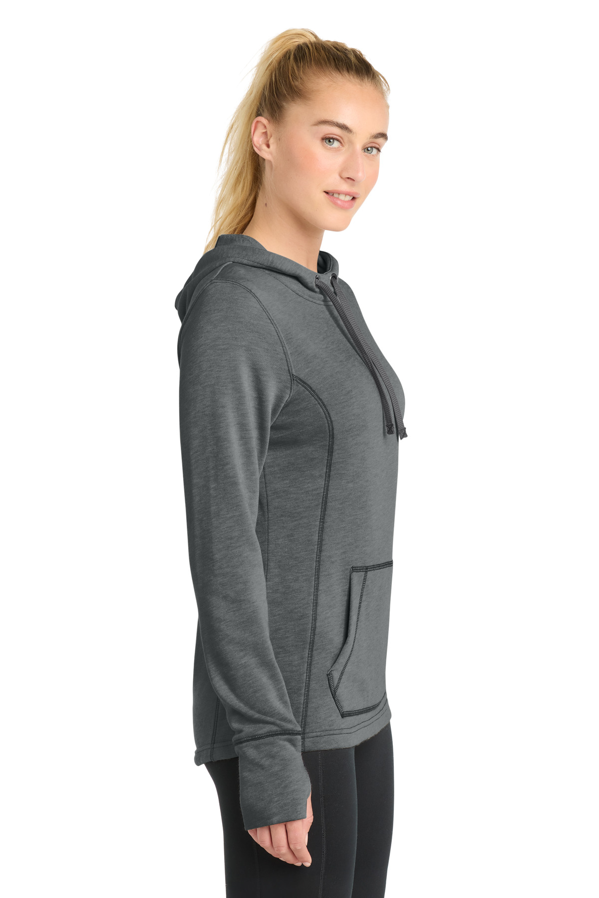 Sport-Tek Women's PosiCharge Tri-Blend Wicking Fleece Hooded Pullover. LST296, custom hoodie or sweatshirt with logo imprint 24