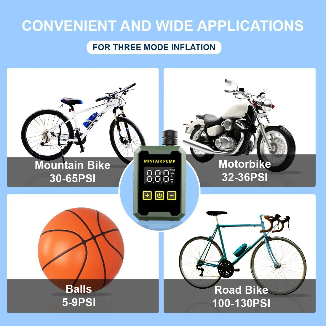 Digital Electric Bike Air Pump for Bicycle, Motorcycle,Ball 6