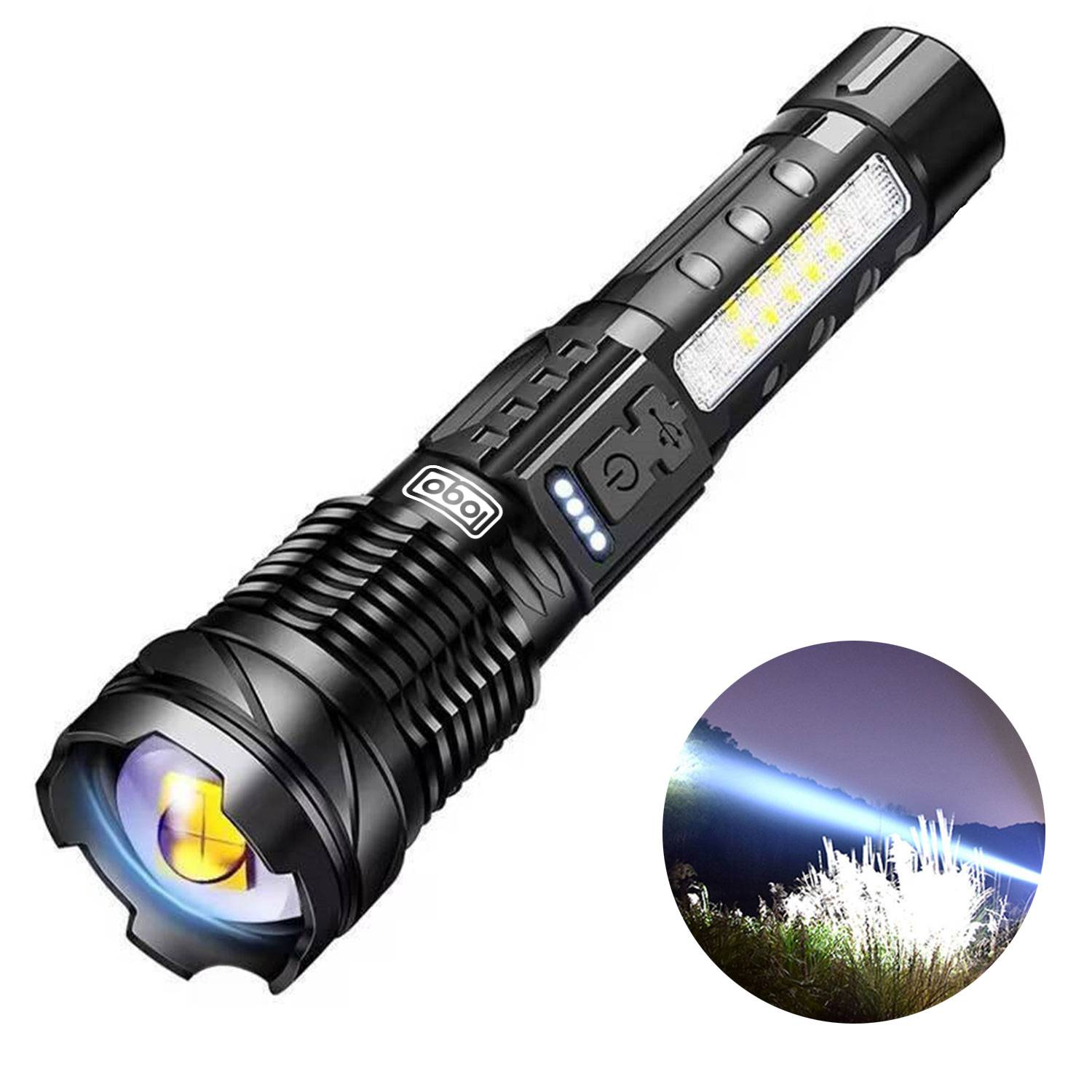USB-C Waterproof Tactical COB Zoom Flashlight for Outdoors 2