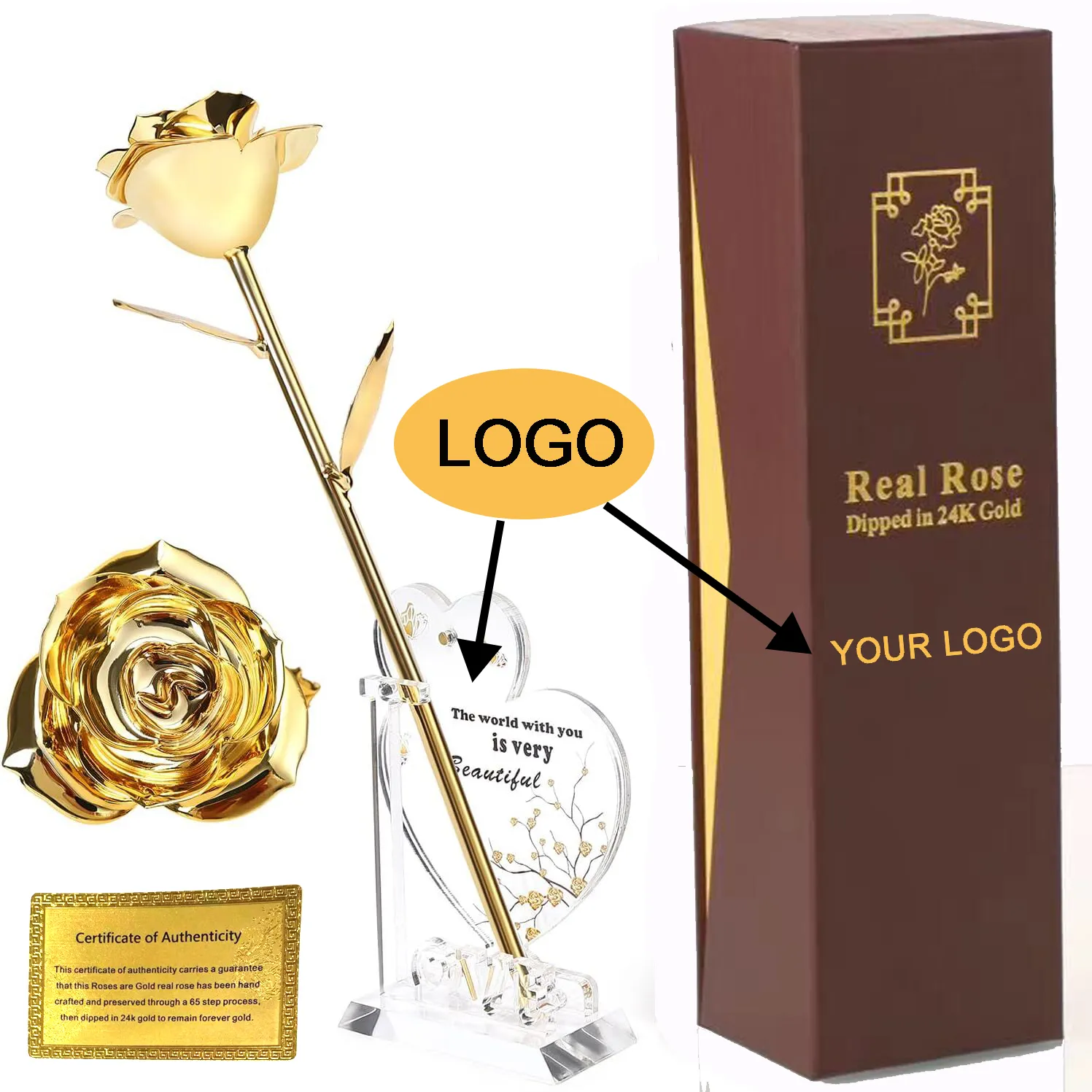 24k Gold Dipped Rose Eternity Flower Best for Her 4