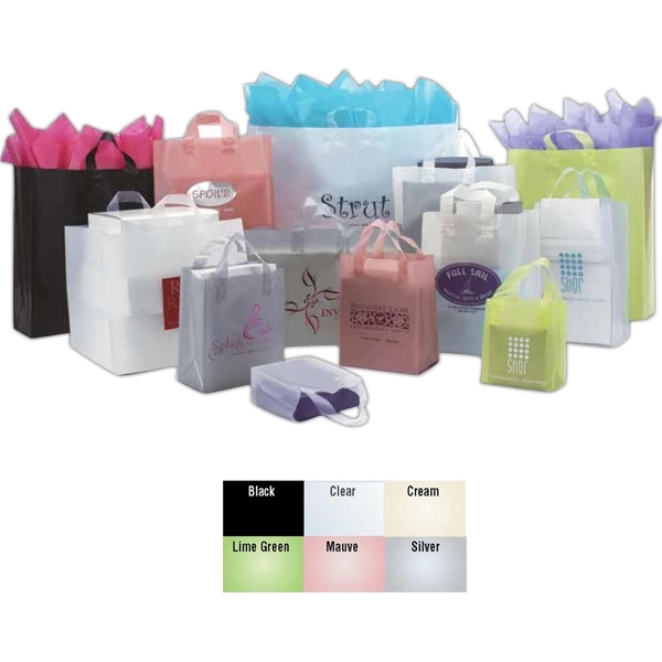Frosted Wine Shopping Bags w/ Soft Loop Handle 2