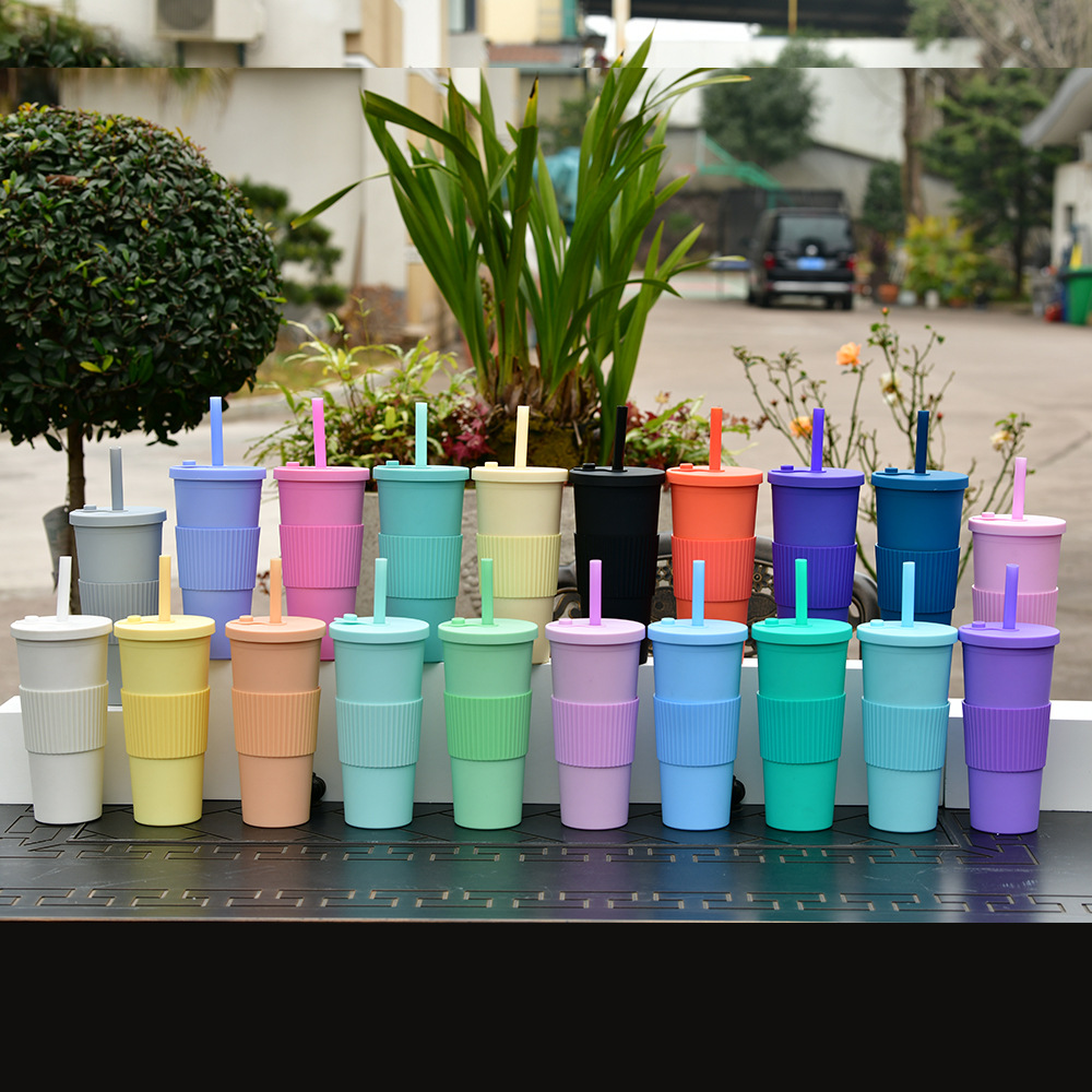 24 OZ Portable Double Plastic tumbler / Straw 12