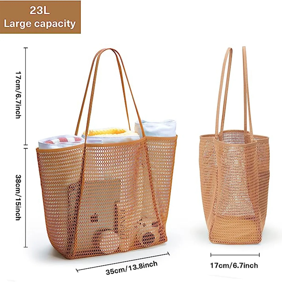 Portable Foldable Mesh Beach Tote Bag 3