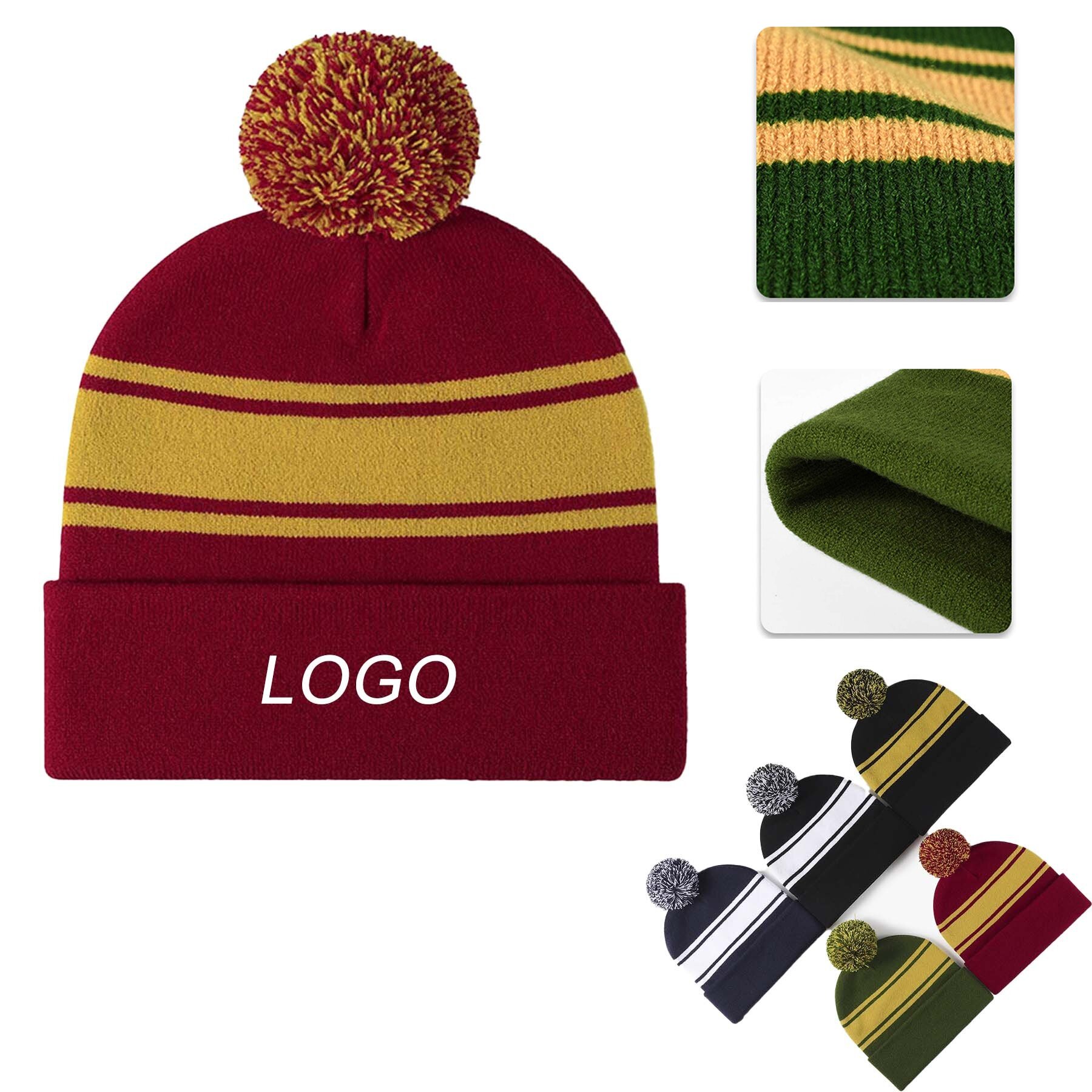 Pom Pom Knit Cuffed Cap 4