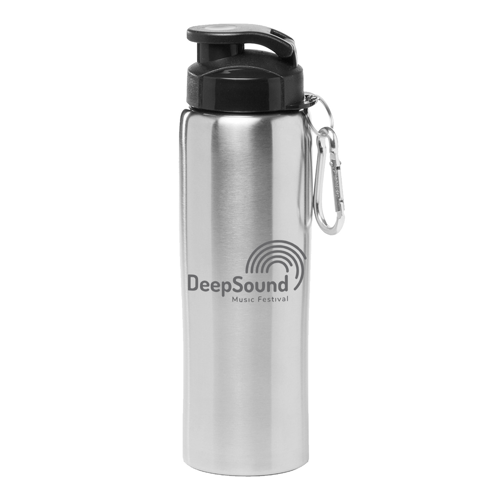 Stainless Steel Sports Water Bottle - with Carabiner, 27 oz. 9