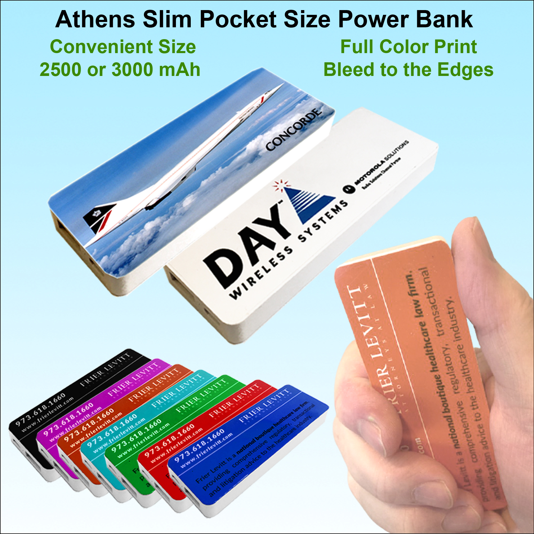 Athens Pocket Size Power Bank 3000 mAh Full Color Print.