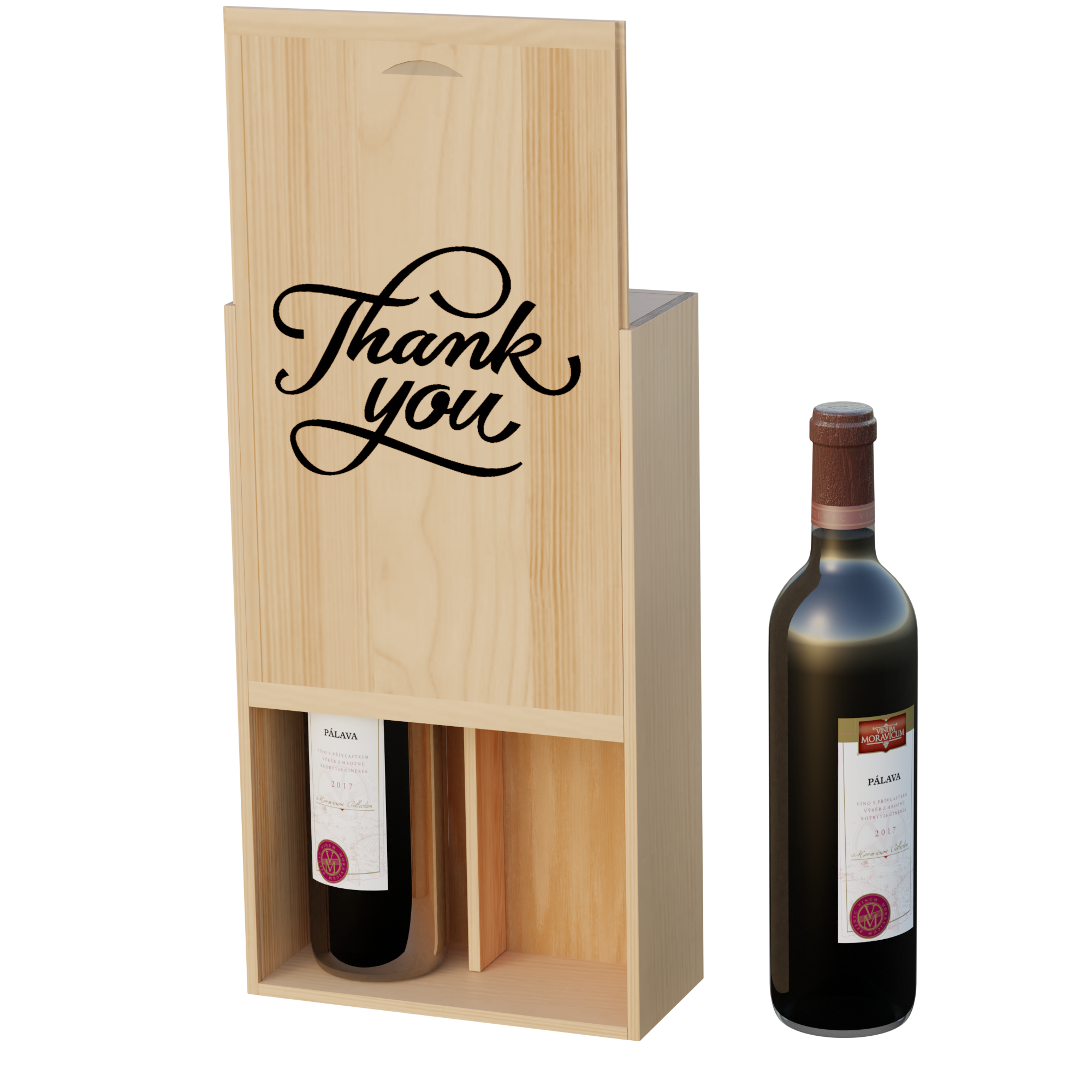 Two Bottle Wine Box with Divider & Screen Print 2