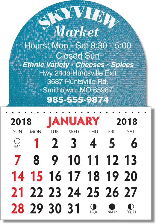 Designer Shaped Kwik-Stik 6 Mill Smooth Vinyl Calendar w/ Dome Top 2