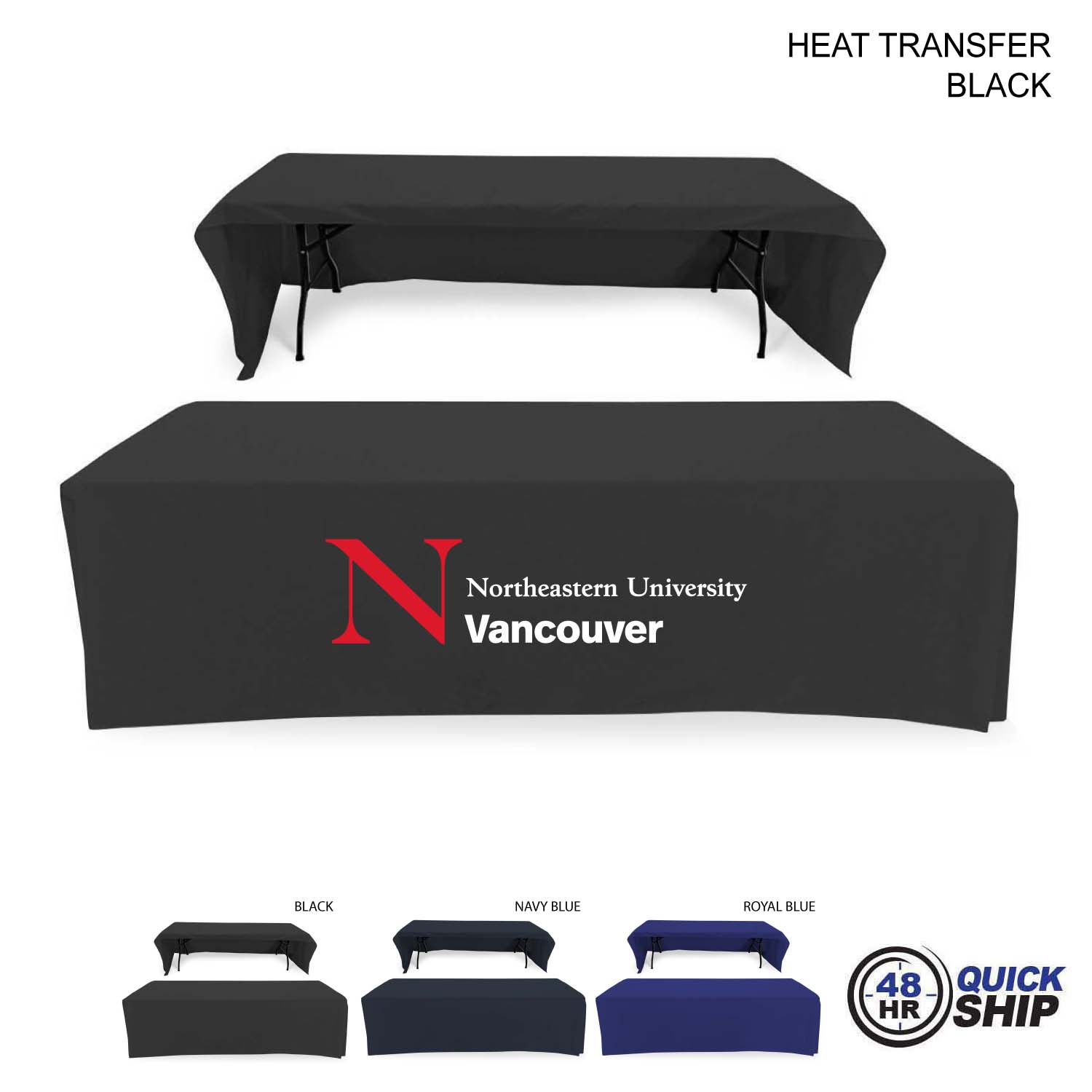 48 Hr Quick Ship - Polycotton Twill Table Throw for 8' Table, Drape style, 3 sided, Open Back 3
