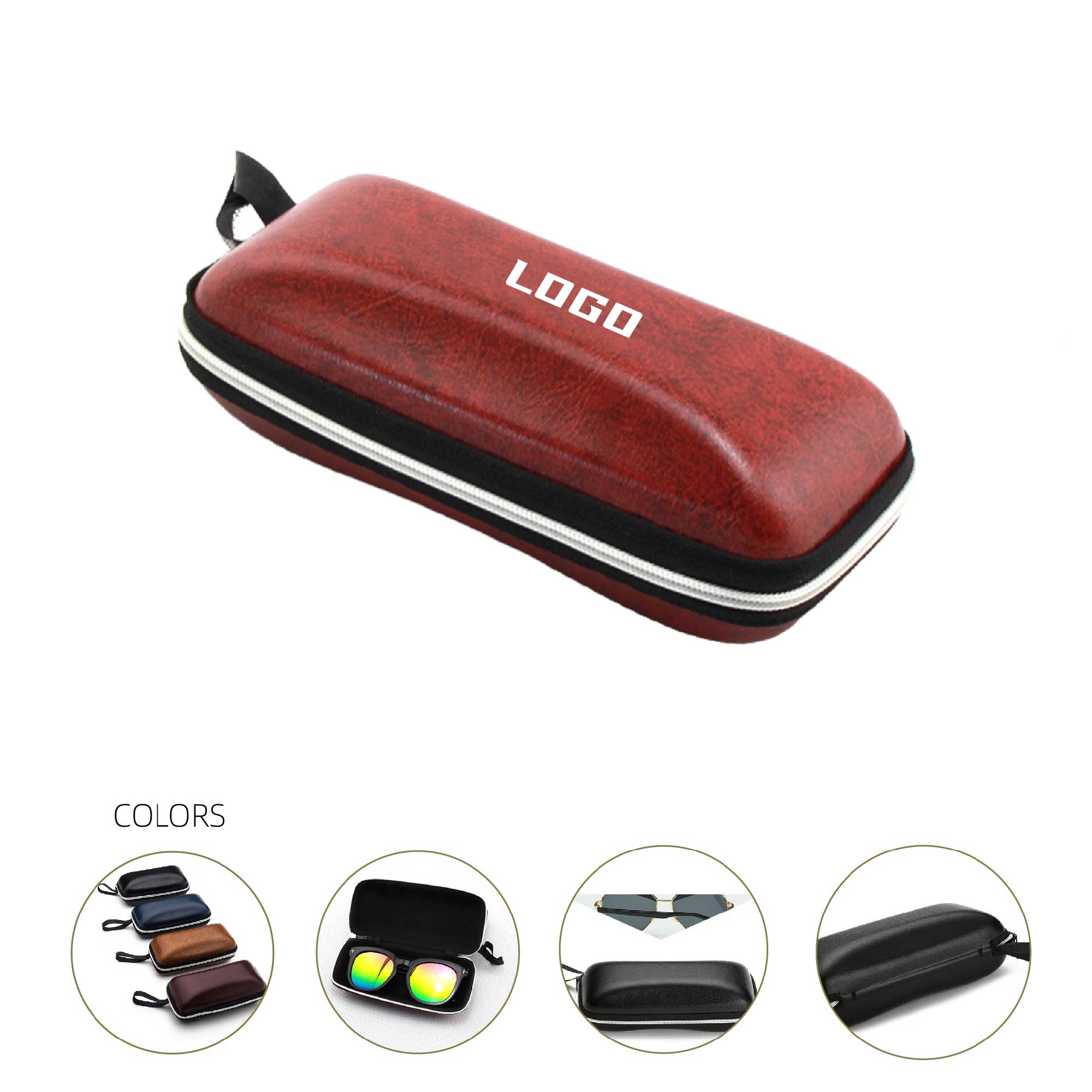 MOQ 20pcs Leather Sunglasses Zipper Box 4