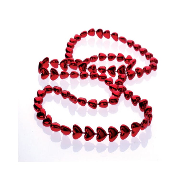 Metallic Heart Bead Necklaces - Red 2