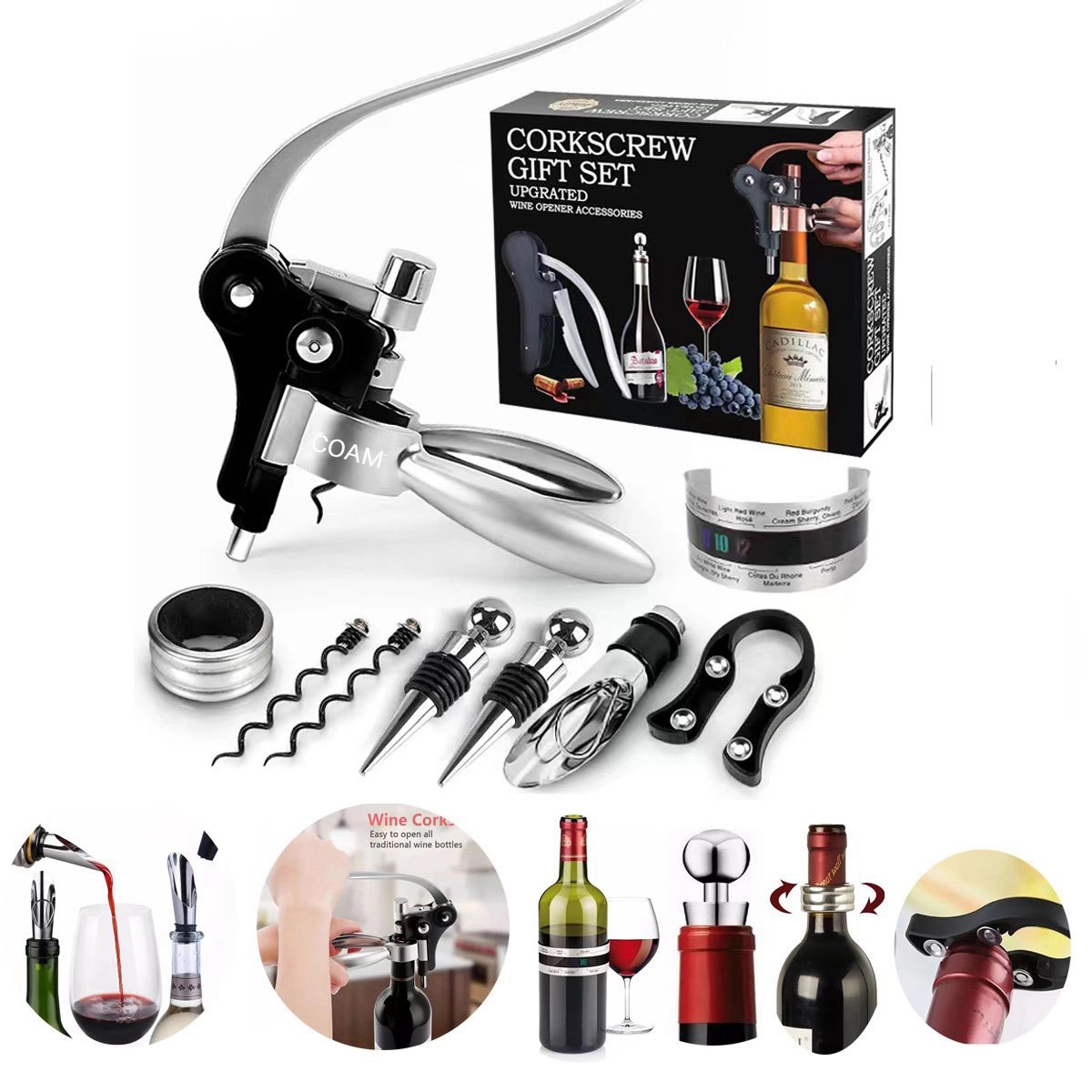 9 Pcs Wine Bottle Opener Corkscrew Set 1