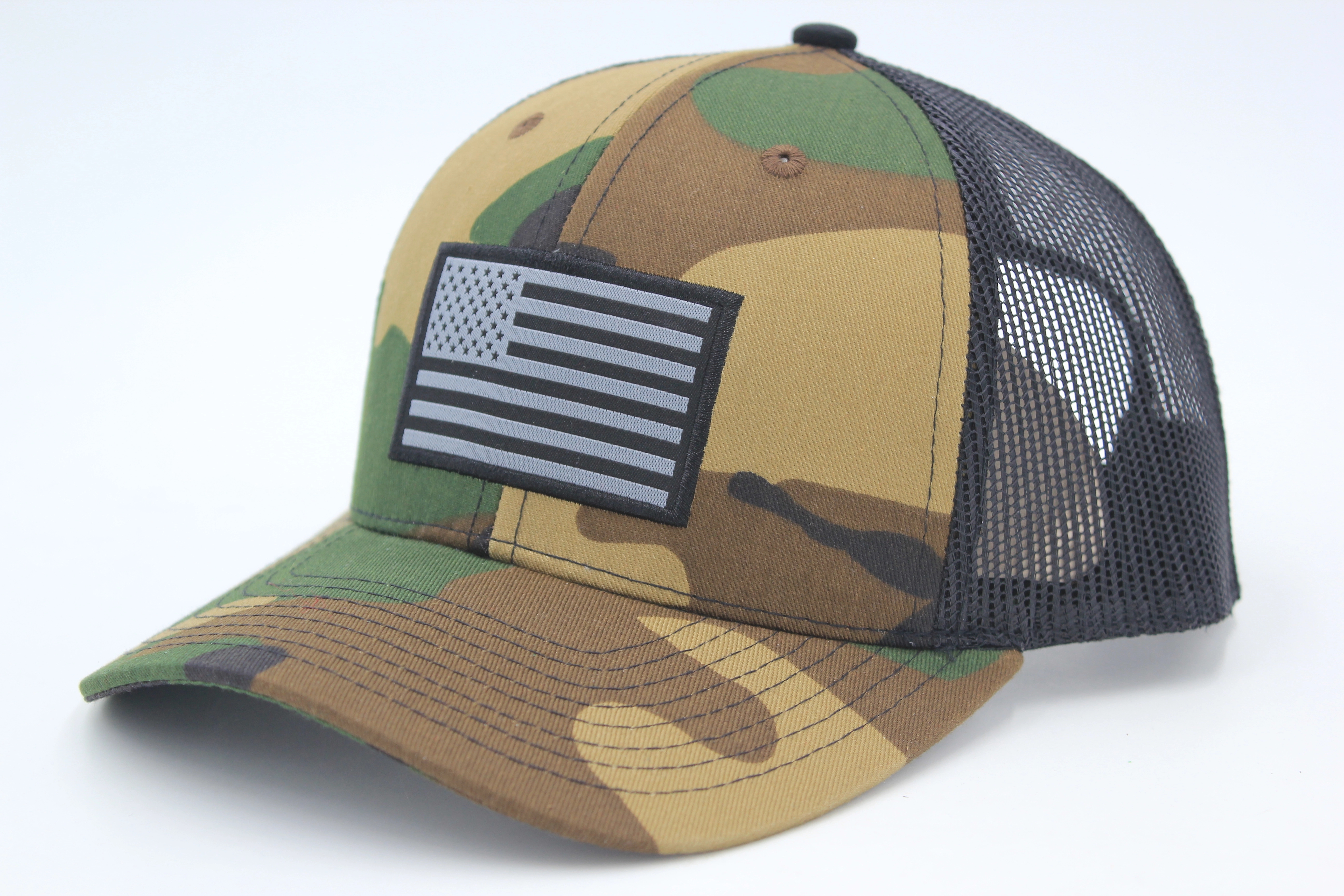 Trucker Cap 6 Panel Mesh Back SnapBack Woven Patch