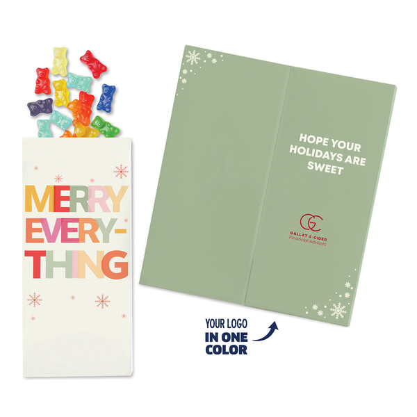 One Color Foil-Stamped Stock Holiday Sentiment Sweeter Cards with Albanese Gummi Bears