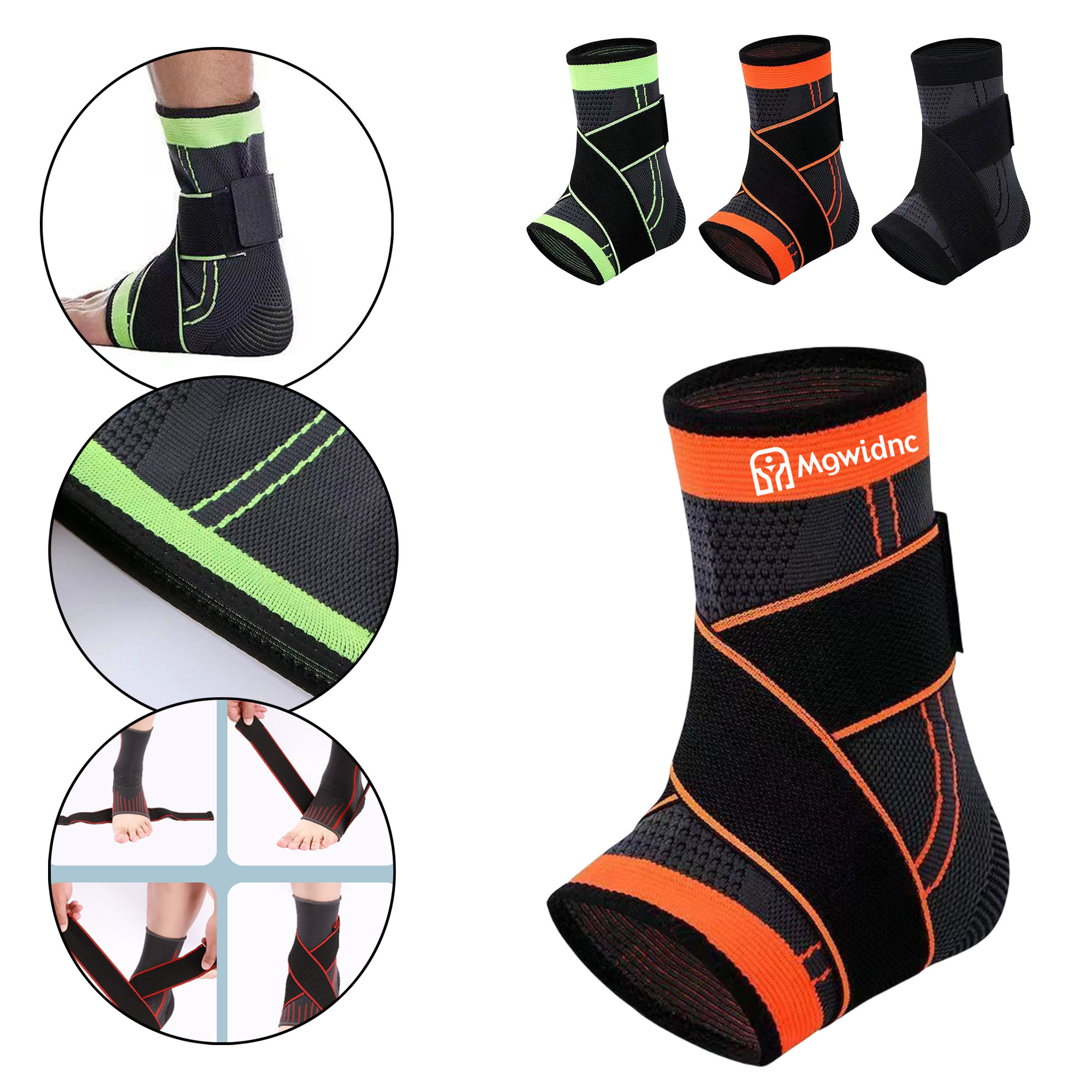 Single Sports Ankle Brace Support for Basketball Running Fitness, Adjustable Wrap to Prevent Sprains