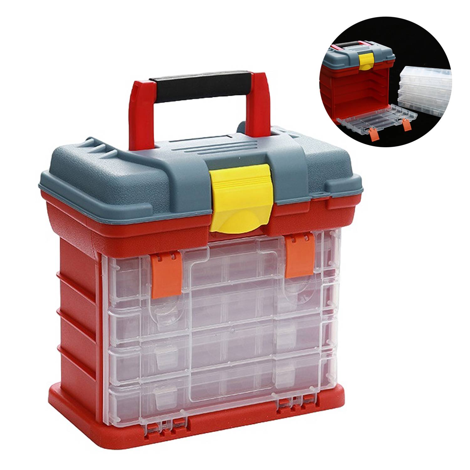 Portable Plastic Parts Organizer Tool Box w/ Compartments 4