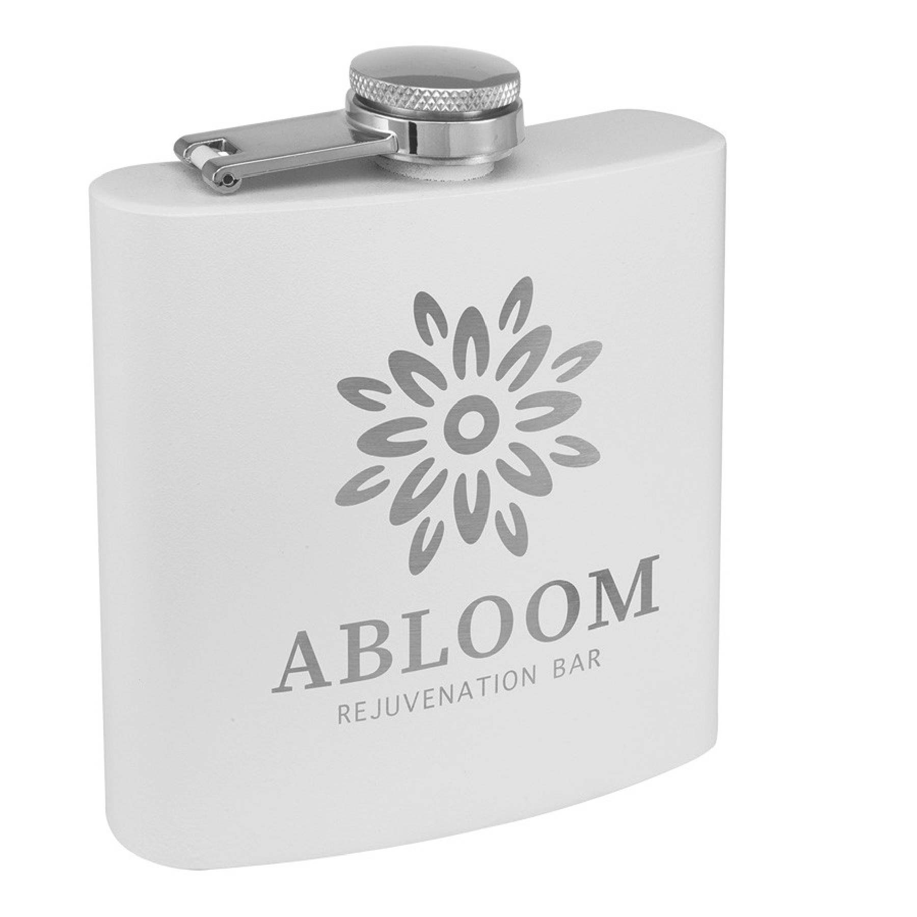 6 Oz. Matte White Powder Coated Stainless Steel Flask 4