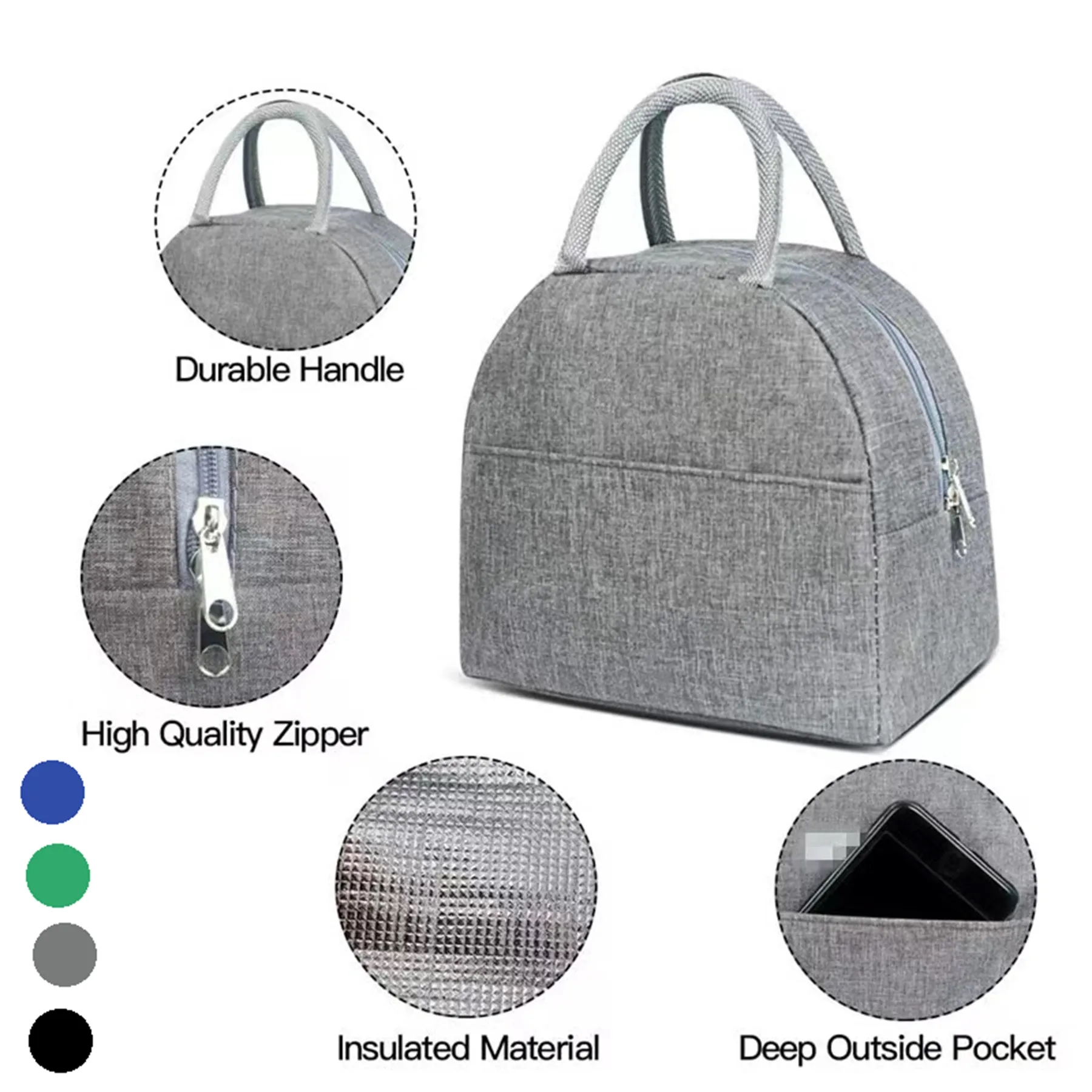 Grey Reusable Lunch Bags 1