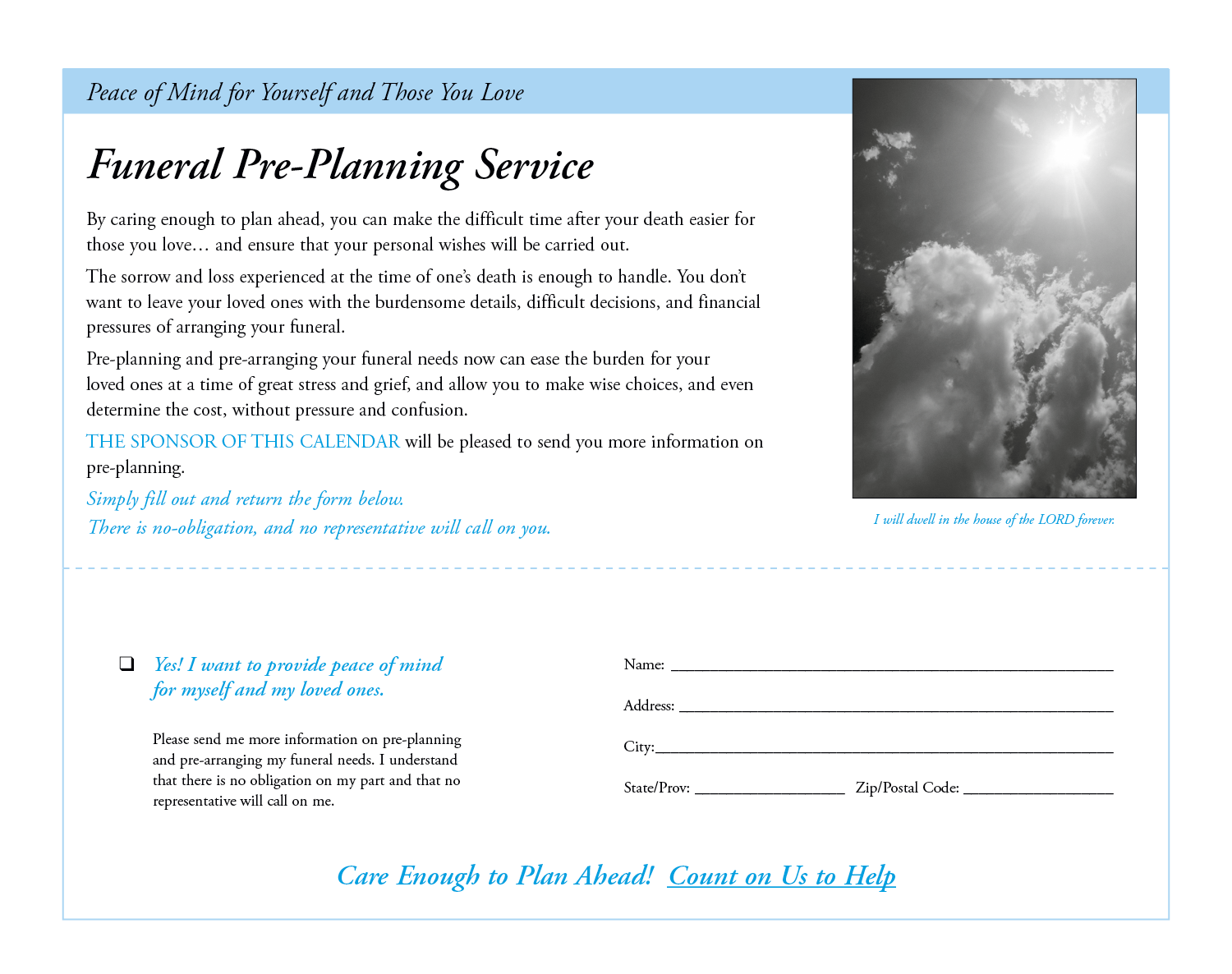Good Value™ God's Gift w Funeral Pre-Planning Sheet - Spiral Calendar 9