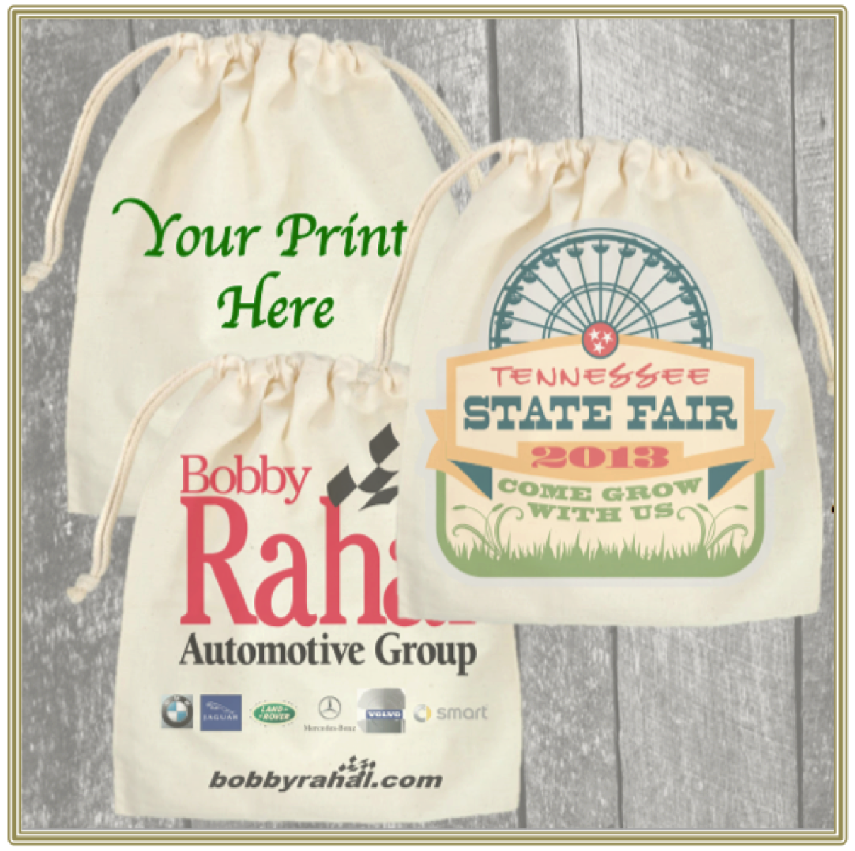 10"x12" Custom Printed Cotton Bag with Drawstring 2
