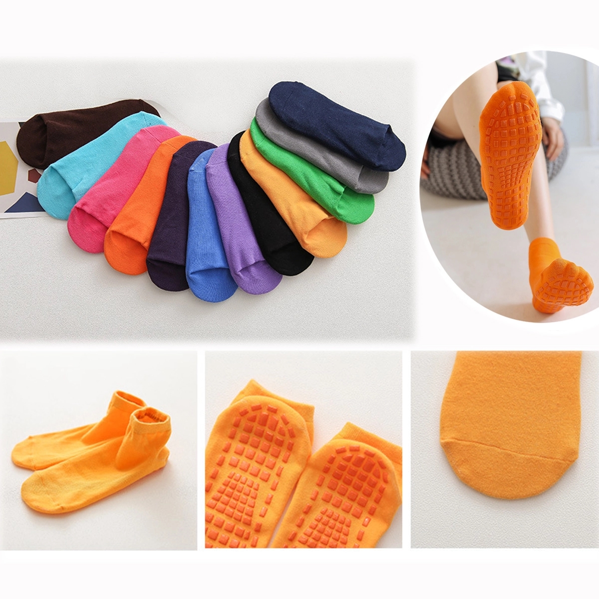 Non Slip Skid Yoga Socks with Grips 4