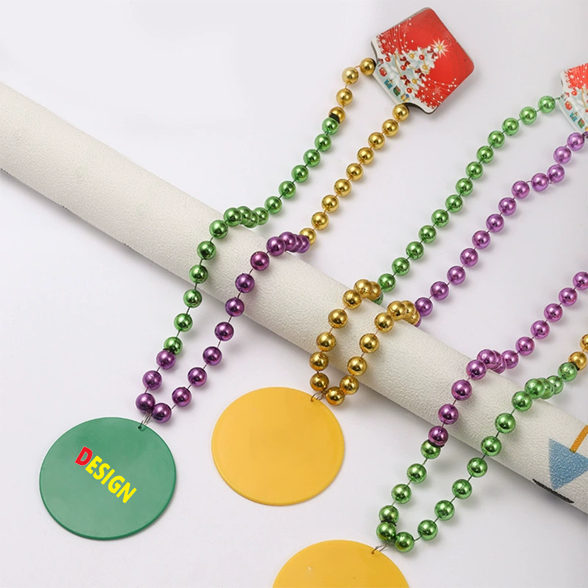 Minimalist Plastic Plated Bead Round Pendant Necklace 2