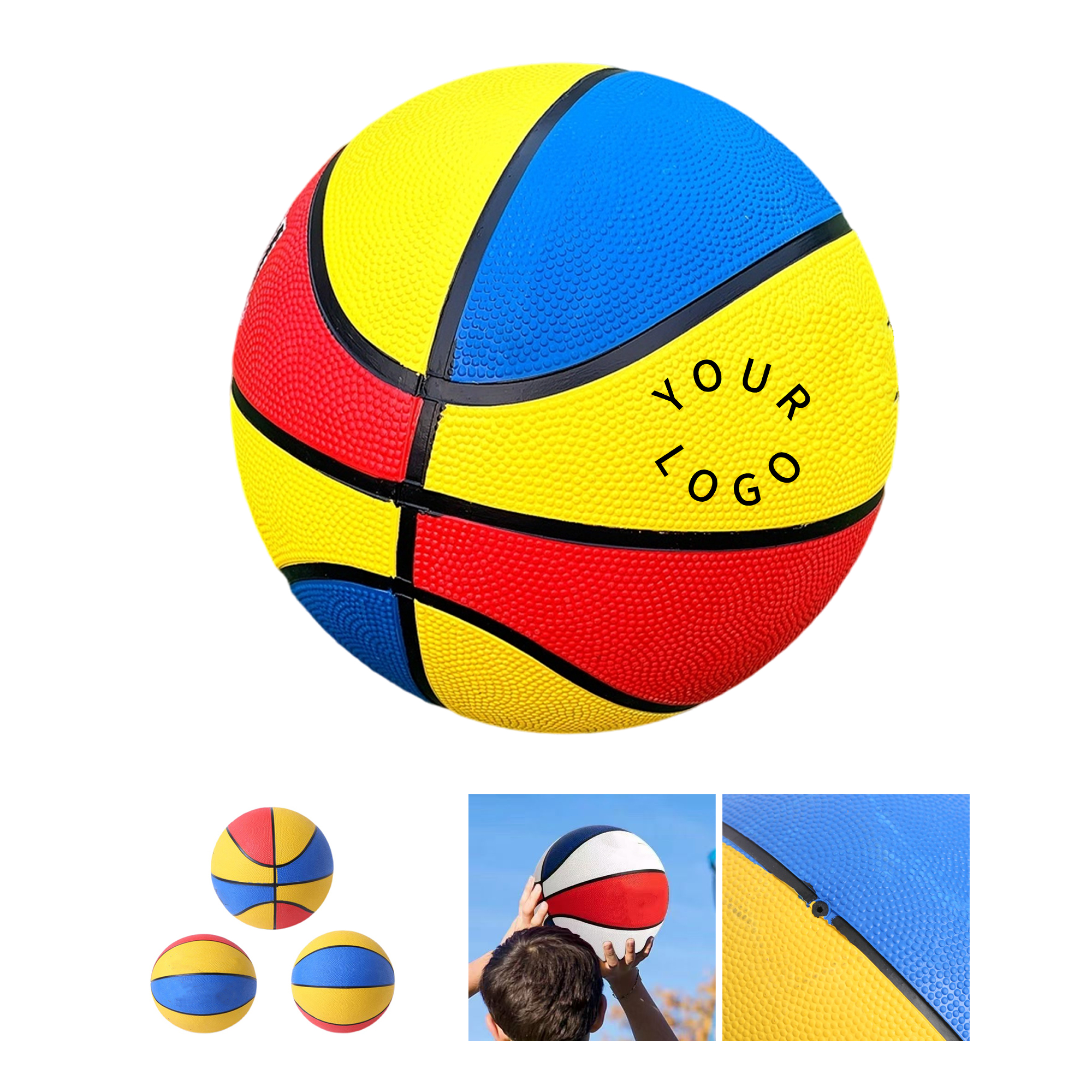 Rubber Standard Size 7 Basketball with Multi Color Panels 2