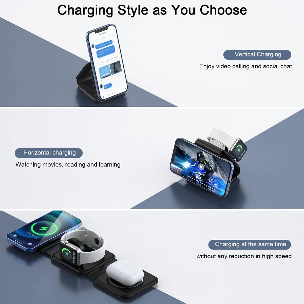 3 In 1 Magnetic Foldable Wireless Charger Station 4