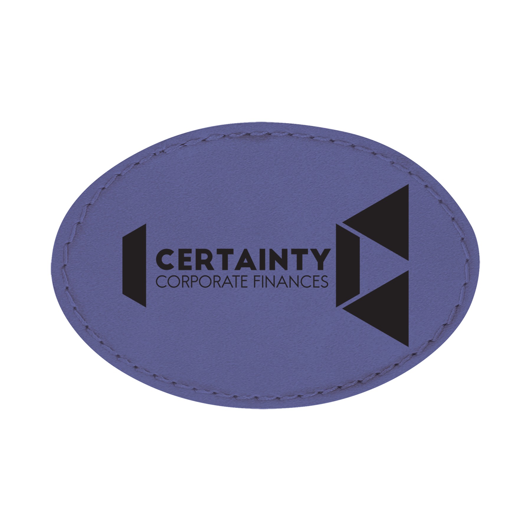 3" x 2" Purple Leatherette Oval Patch with Adhesive