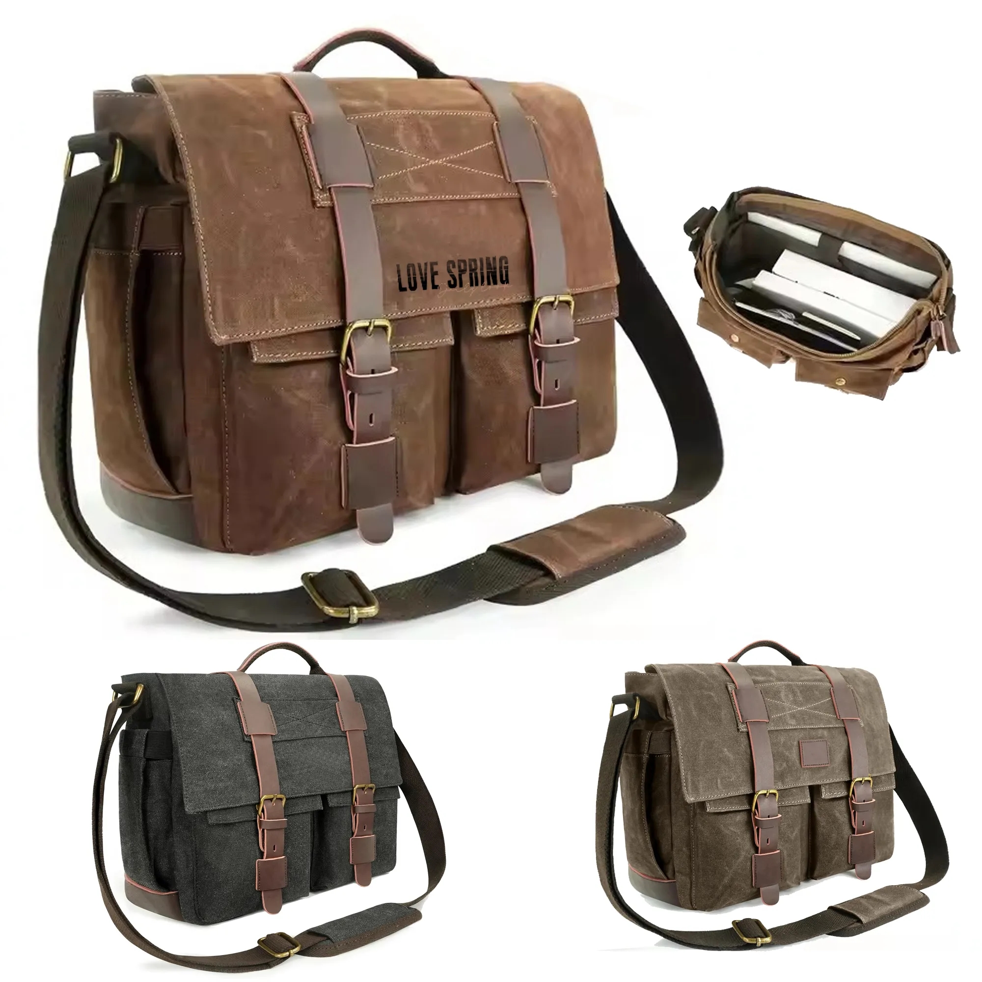 Canvas Leather Computer Laptop Bag