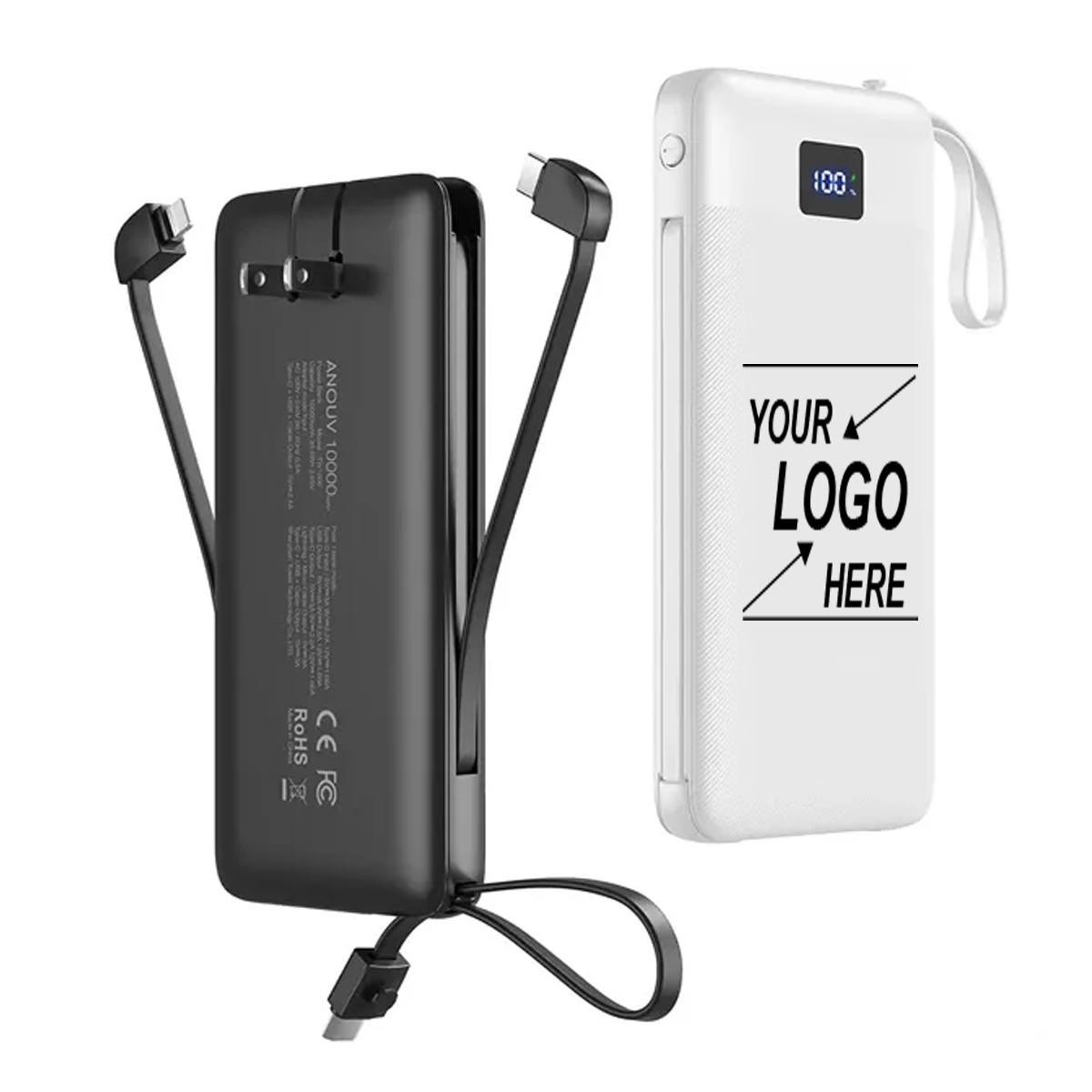 10000mAh Portable Charger with AC Plug and Built-in Cables 4