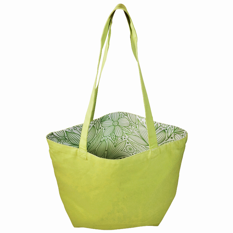 Reversible Lime Green Cotton Tote 2