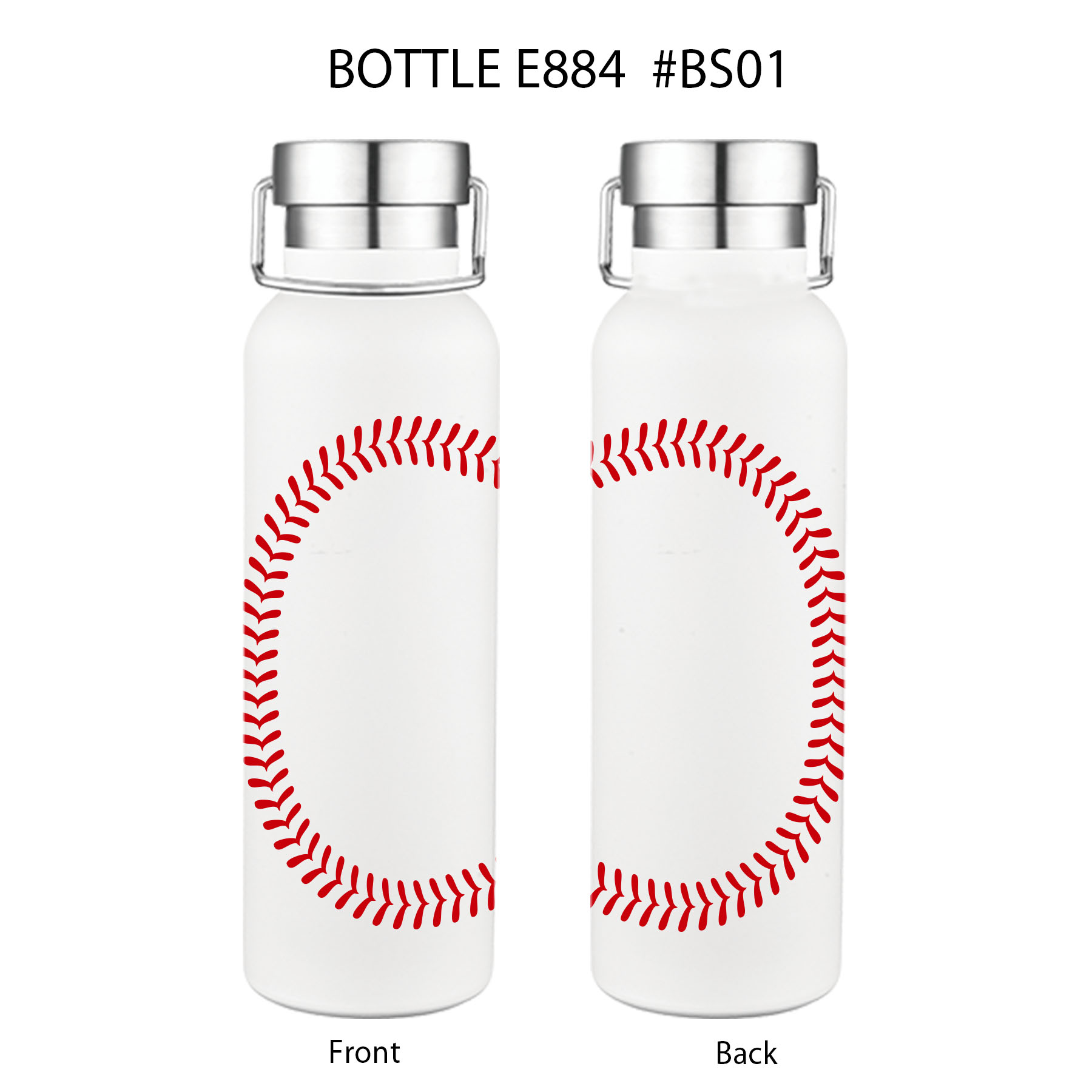 20 oz. Baseball Design Double Wall Stainless Steel Water Bottle w/Stainless Steel Lid 3