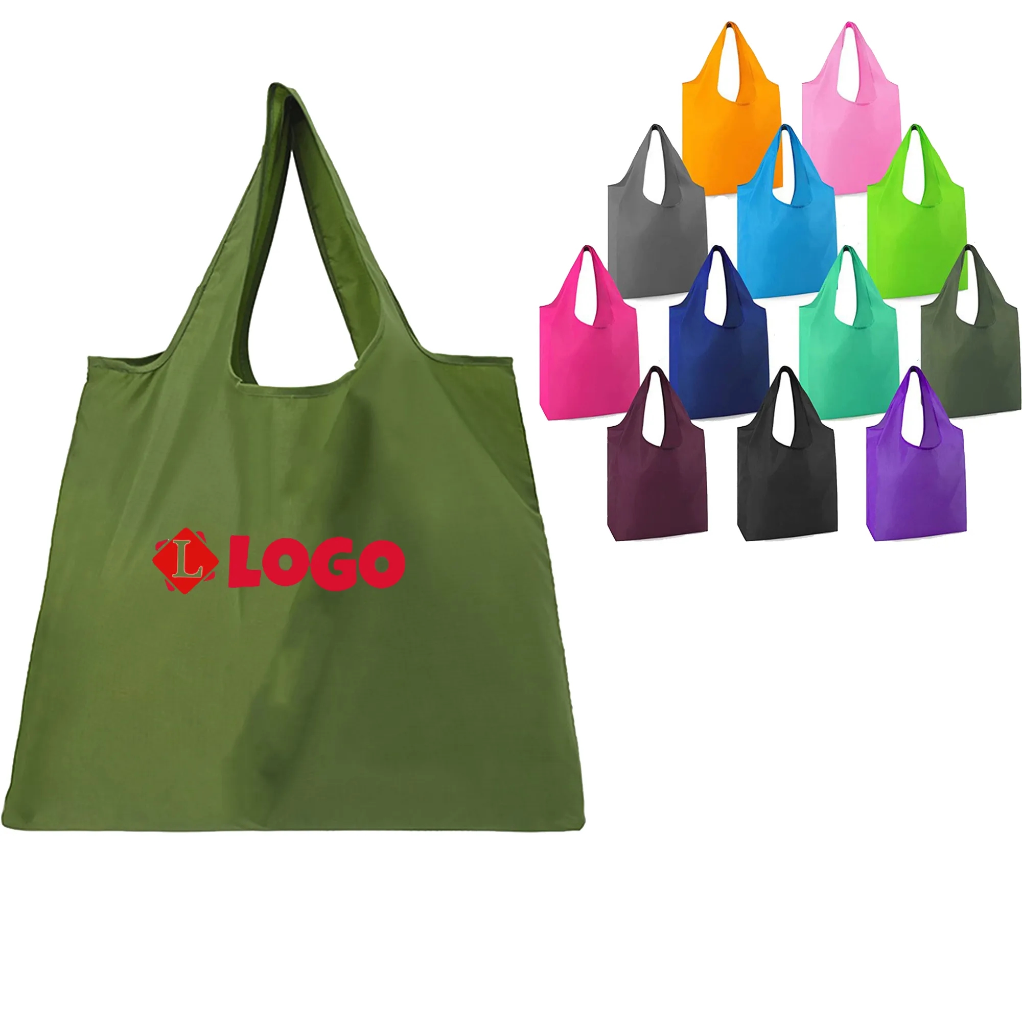 Polyester Folding Shopper Tote Bag, custom tote bag with logo imprint 2