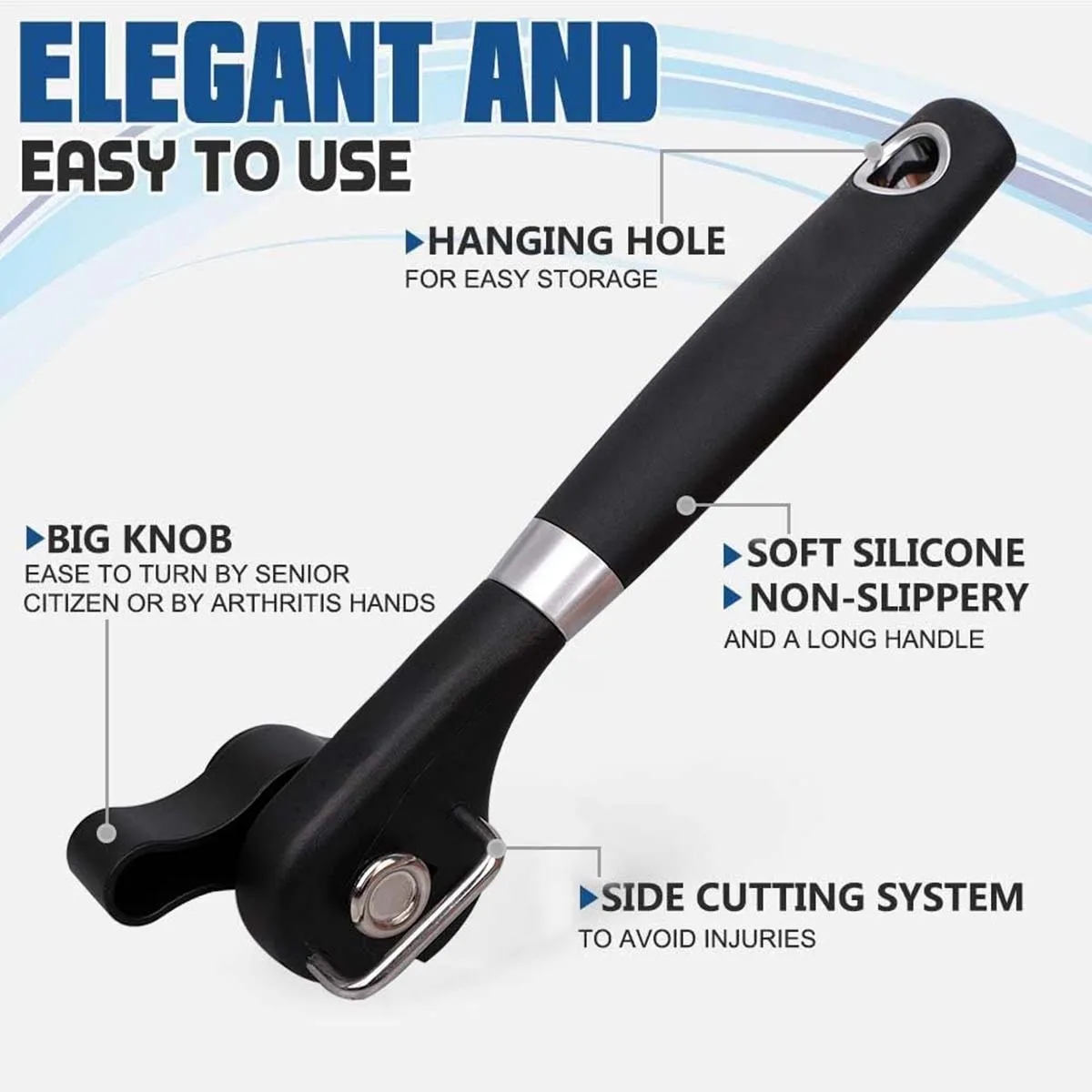 Food Safe Stainless Ergonomic Design Edge Cut Can Opener 2