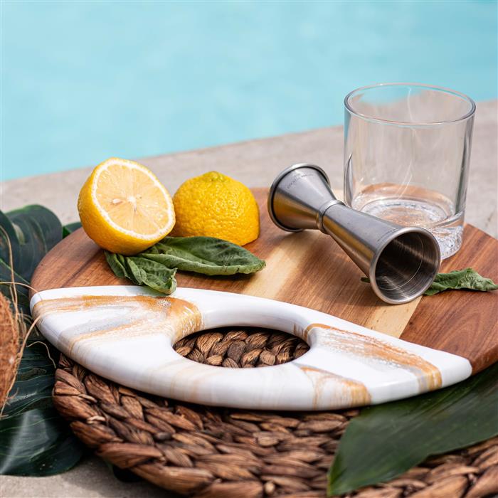 Large Round Acacia Board With Dip Holder 37