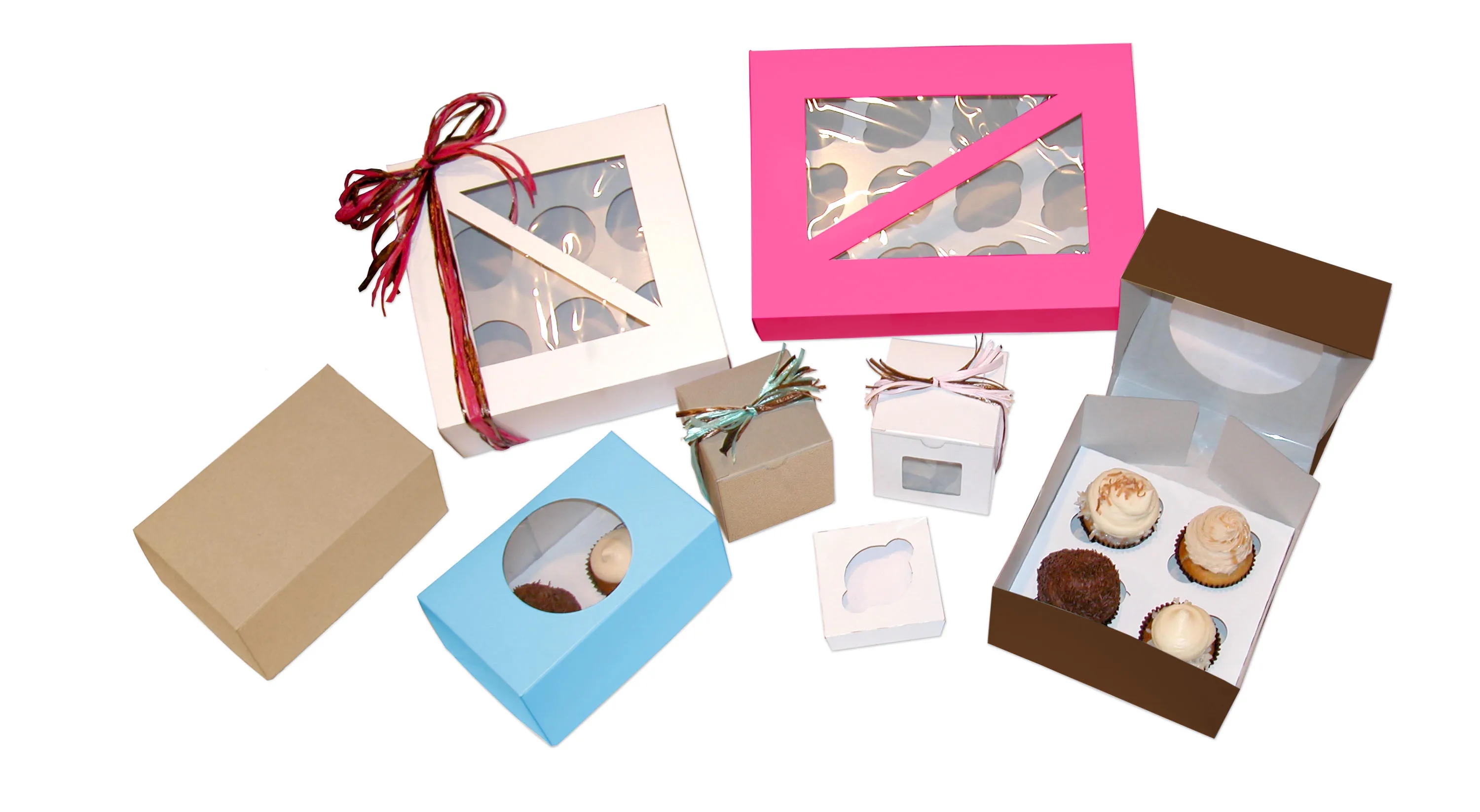 White/Kraft Cupcake Boxes (4"x 4"x 4") 3