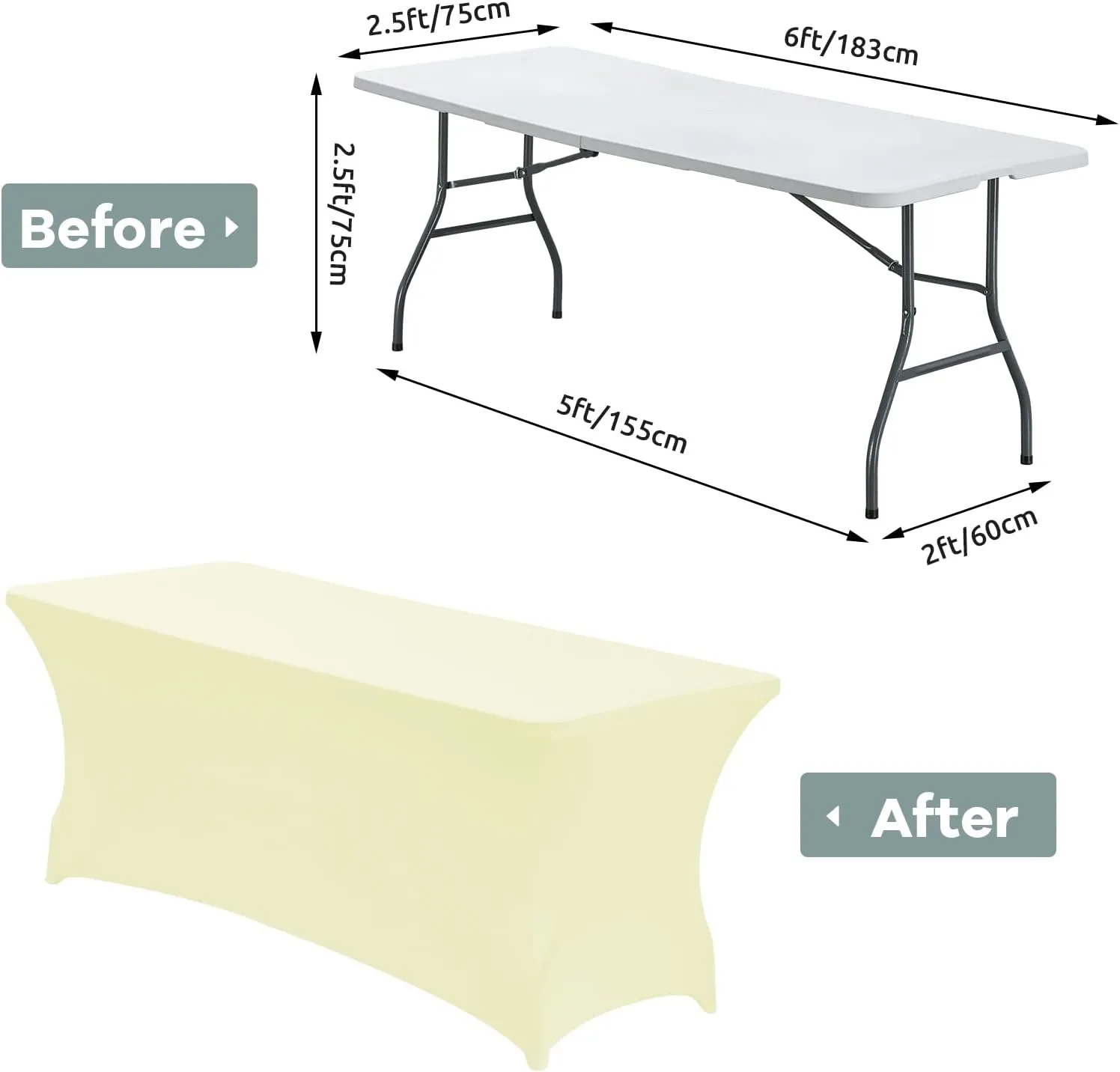 Spandex Tablecloth 6FT Stretch Table Cover 3