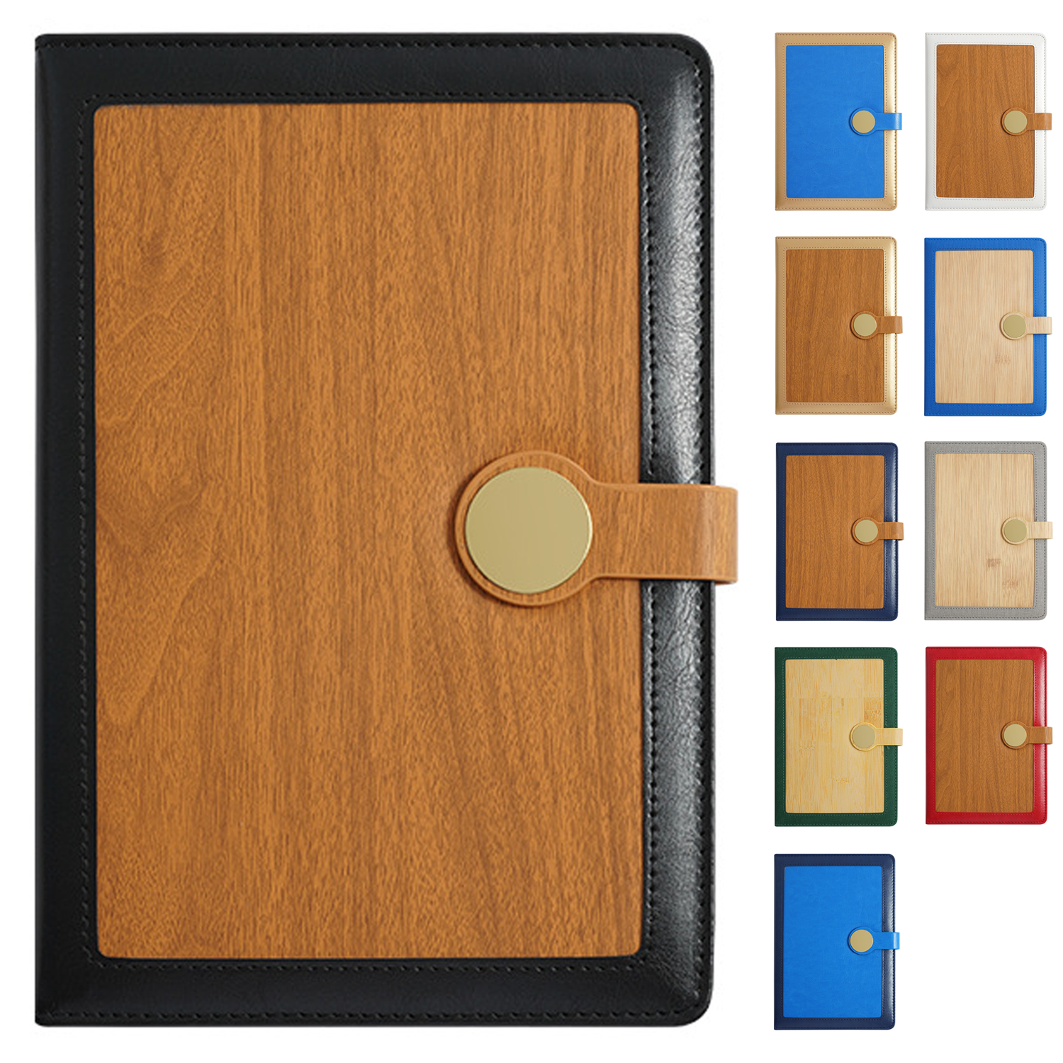 A5 PU Leather Metal Clasp Wood Grain Notebook 9
