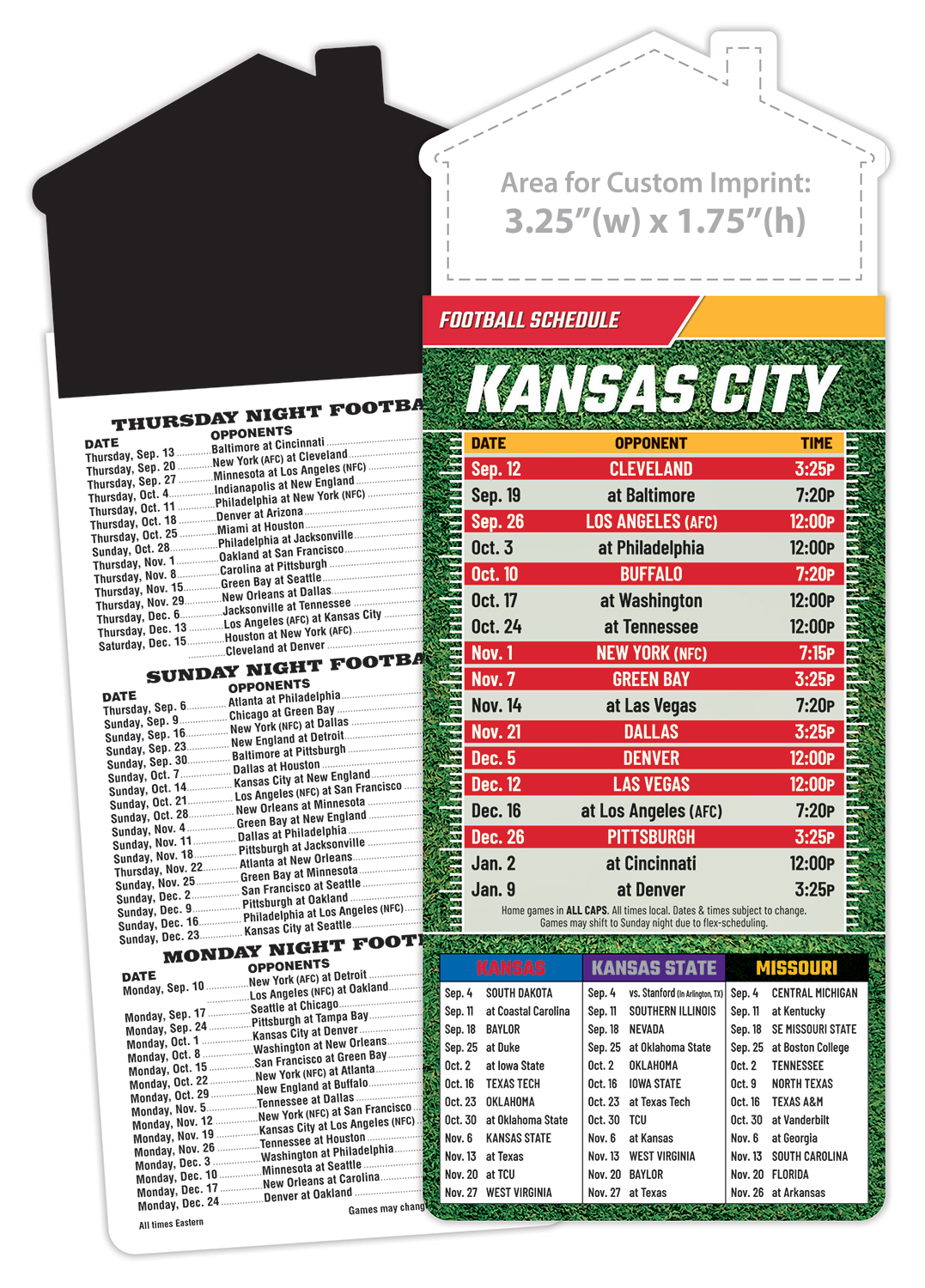 Magna-Card House Shape Magnet Football Schedules (3.5x9)