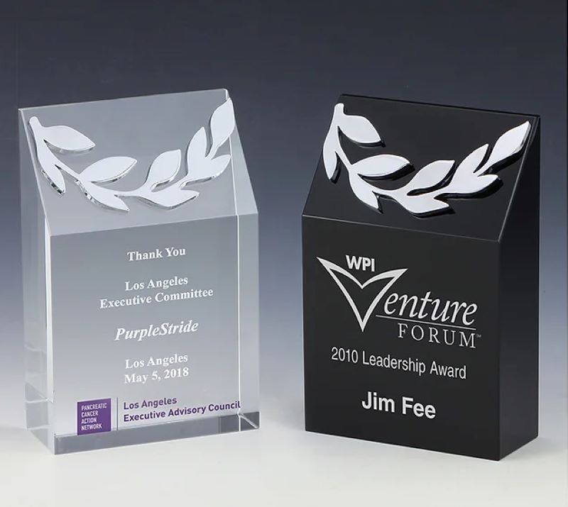Laurel Award on Clear or Black Optical Crystal base. 1