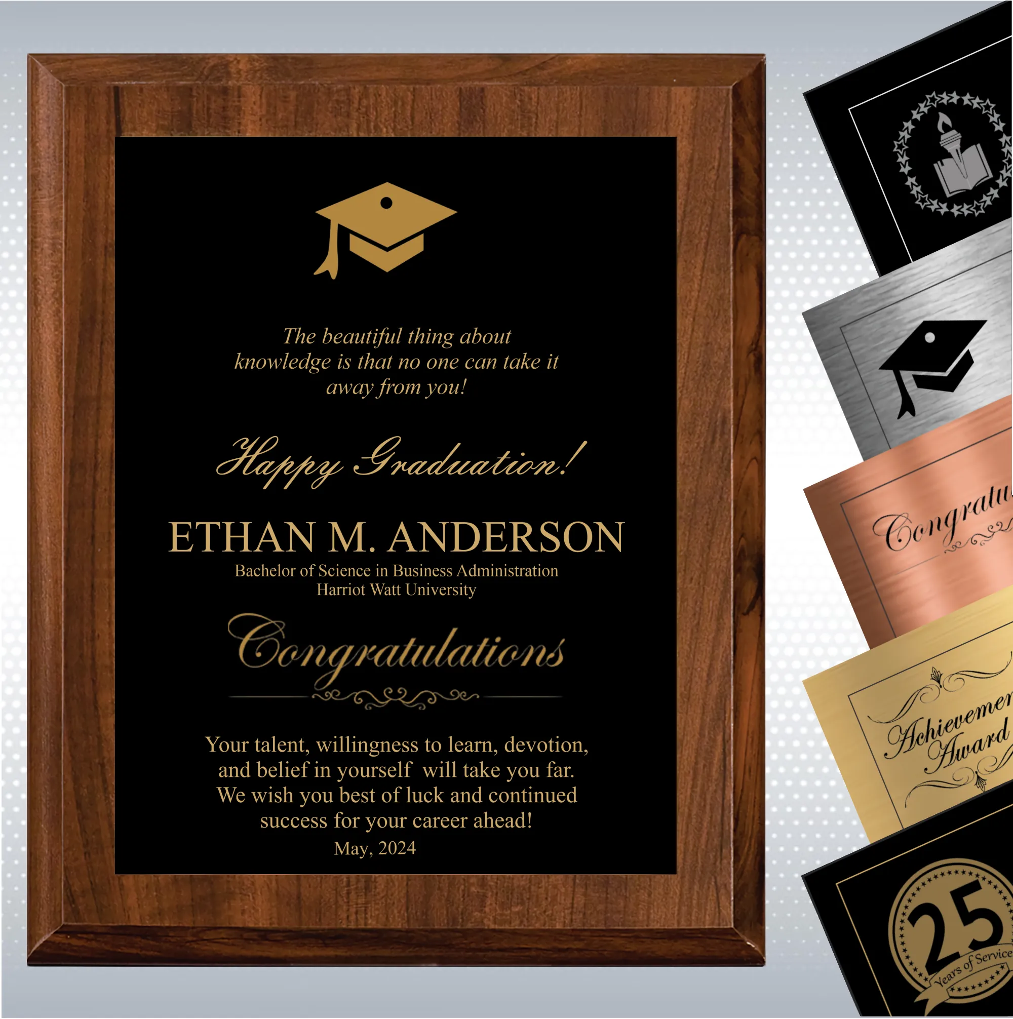 Cherry Finish Graduation Gift Plaque Award 17