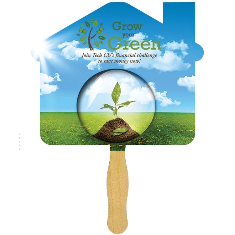 House Glued Hand Fan (1 Side/ Four Color Process Imprint)