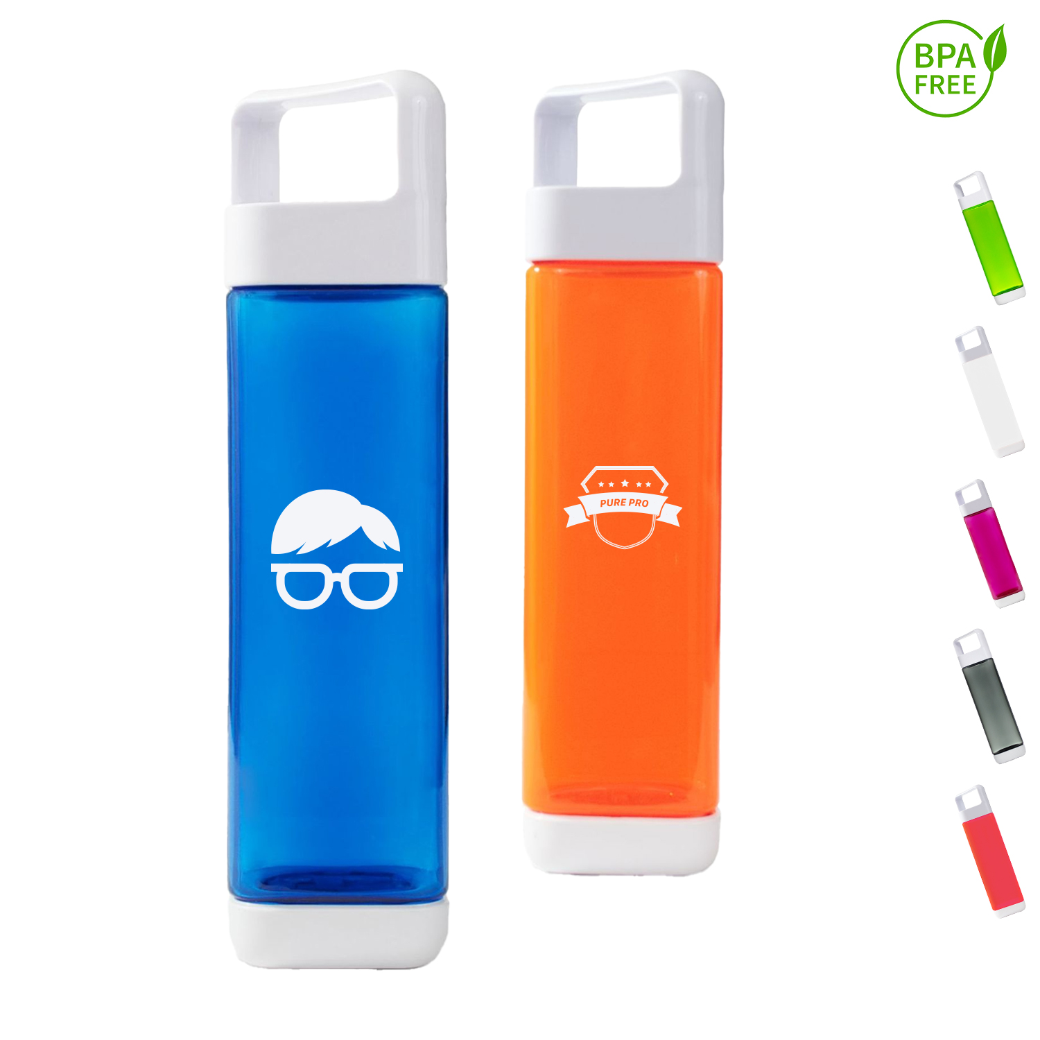 25 oz. BPA free Clean Square Bottle w/ Removable Top & Bottom Lids 2