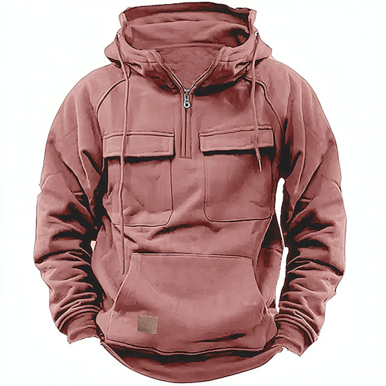Men's Casual Zip Double Pocket Hooded Sweatshirt, custom hoodie or sweatshirt with logo imprint 6