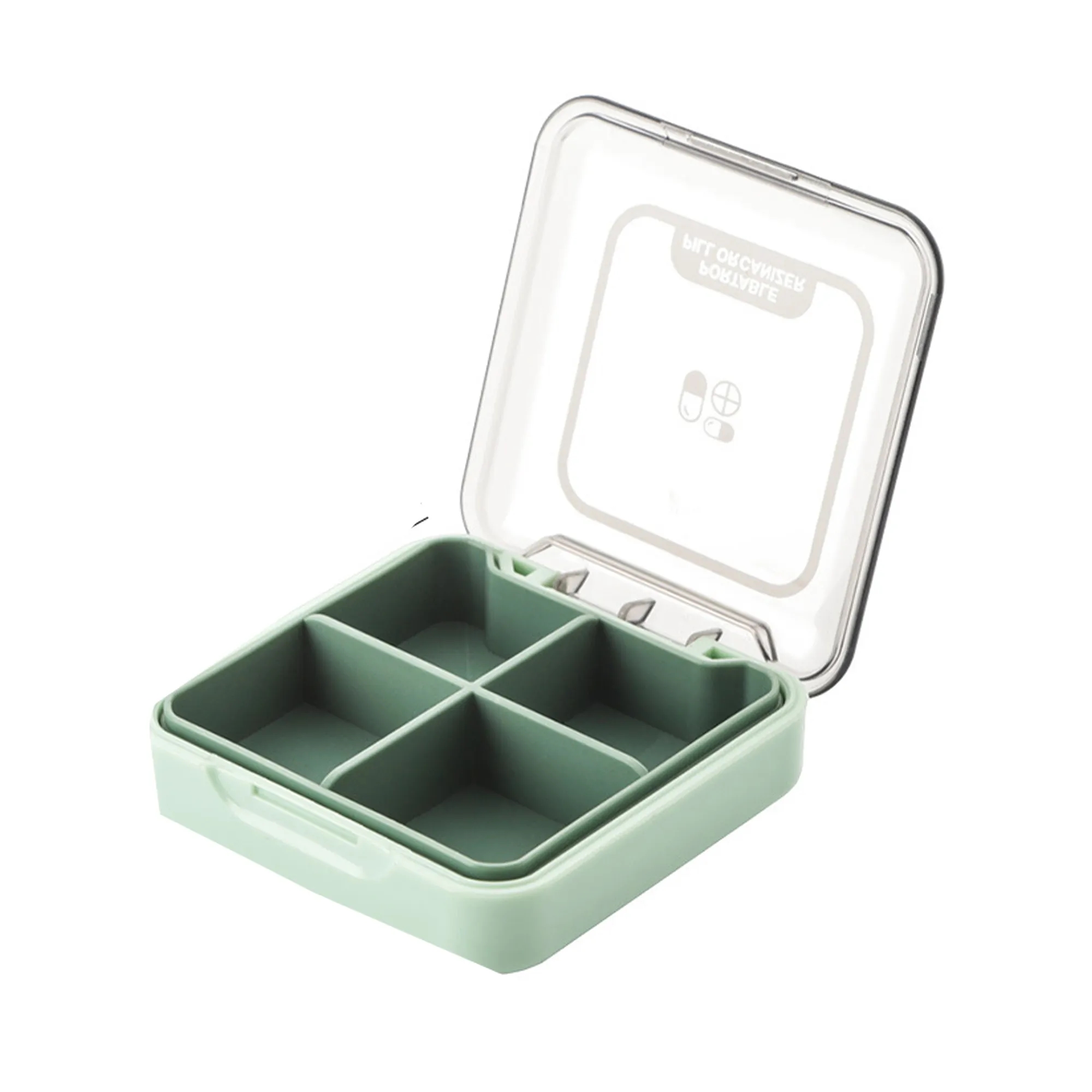 Portable 4-Compartment Pill Box for 3-Day Supply 4