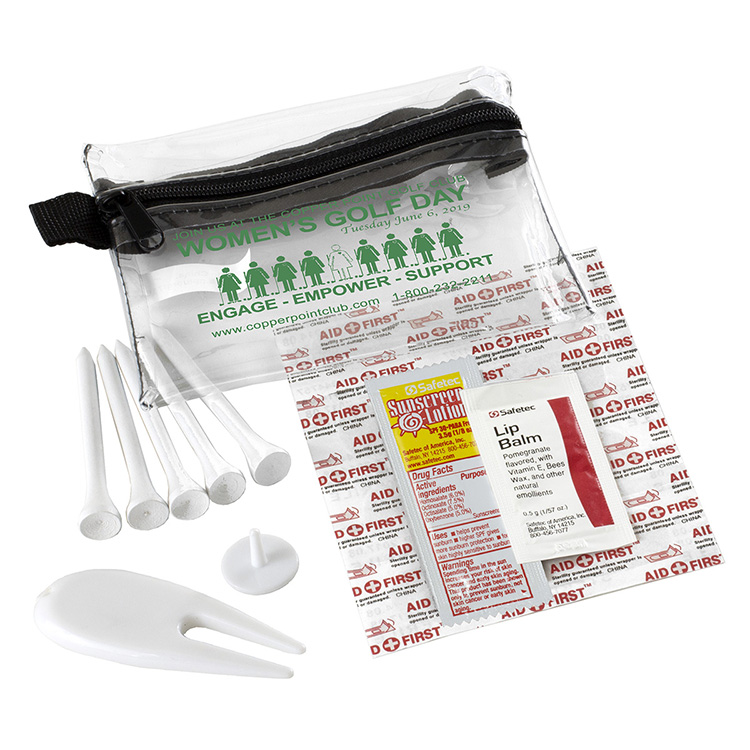 "DEL MONTE" 14 Piece Golf Kit Components inserted into Zipper Pack 29