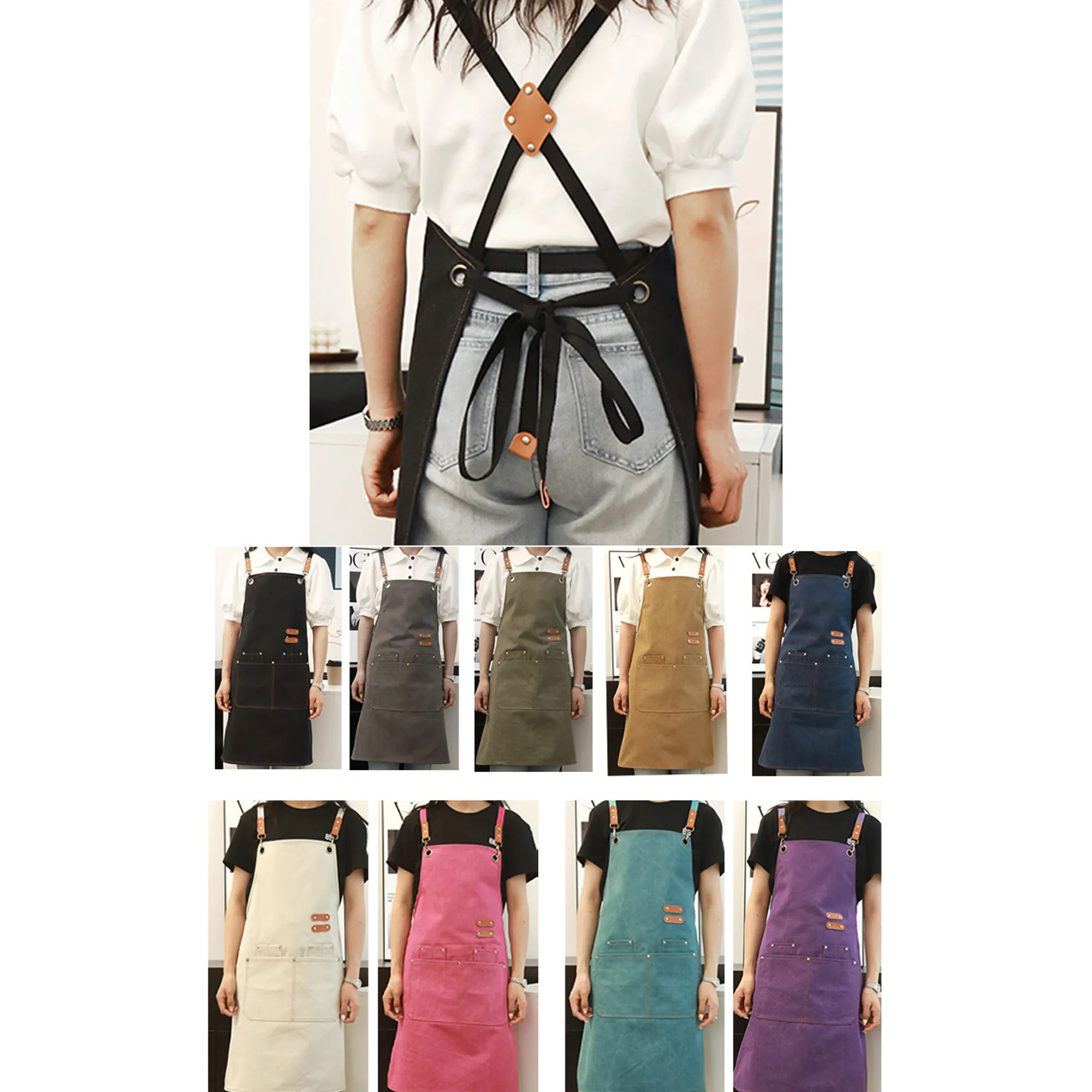 MOQ50 Canvas Double Strap Apron 2