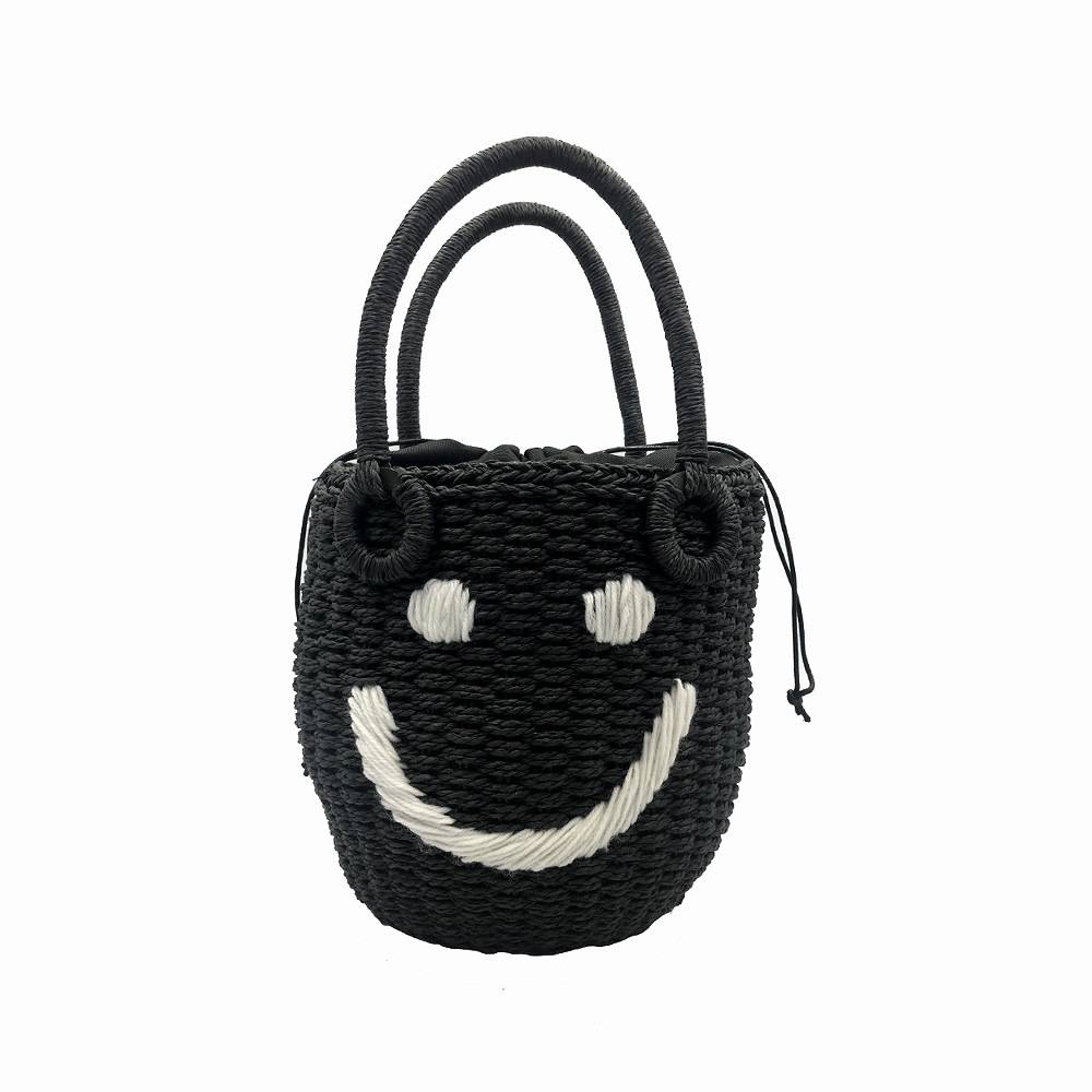 Jute Smiley straw bucket bag 2