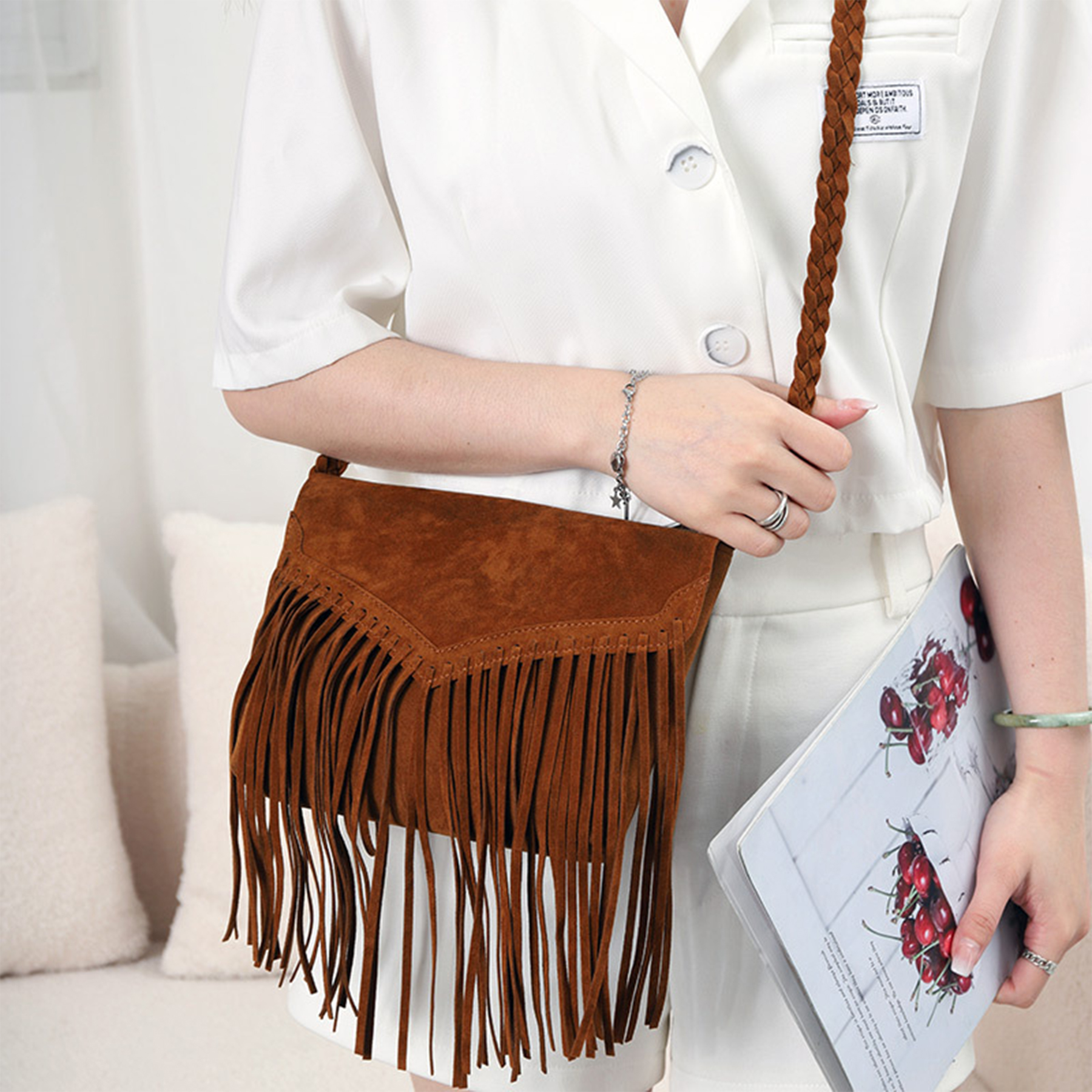 PU leather Fringed Female Shoulder Bag for woman 2